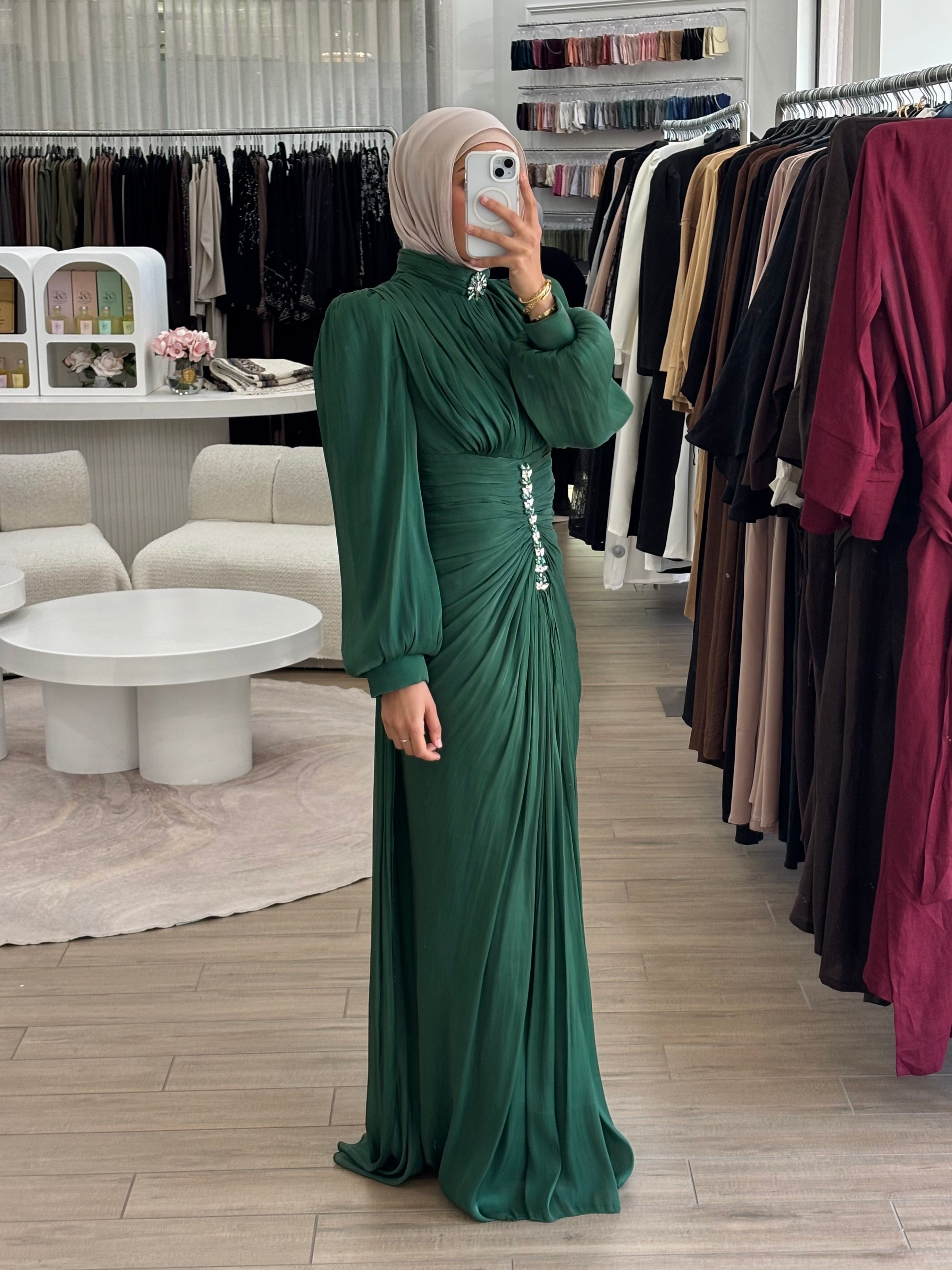 JANAN FORMAL DRESS - BOTTLE GREEN