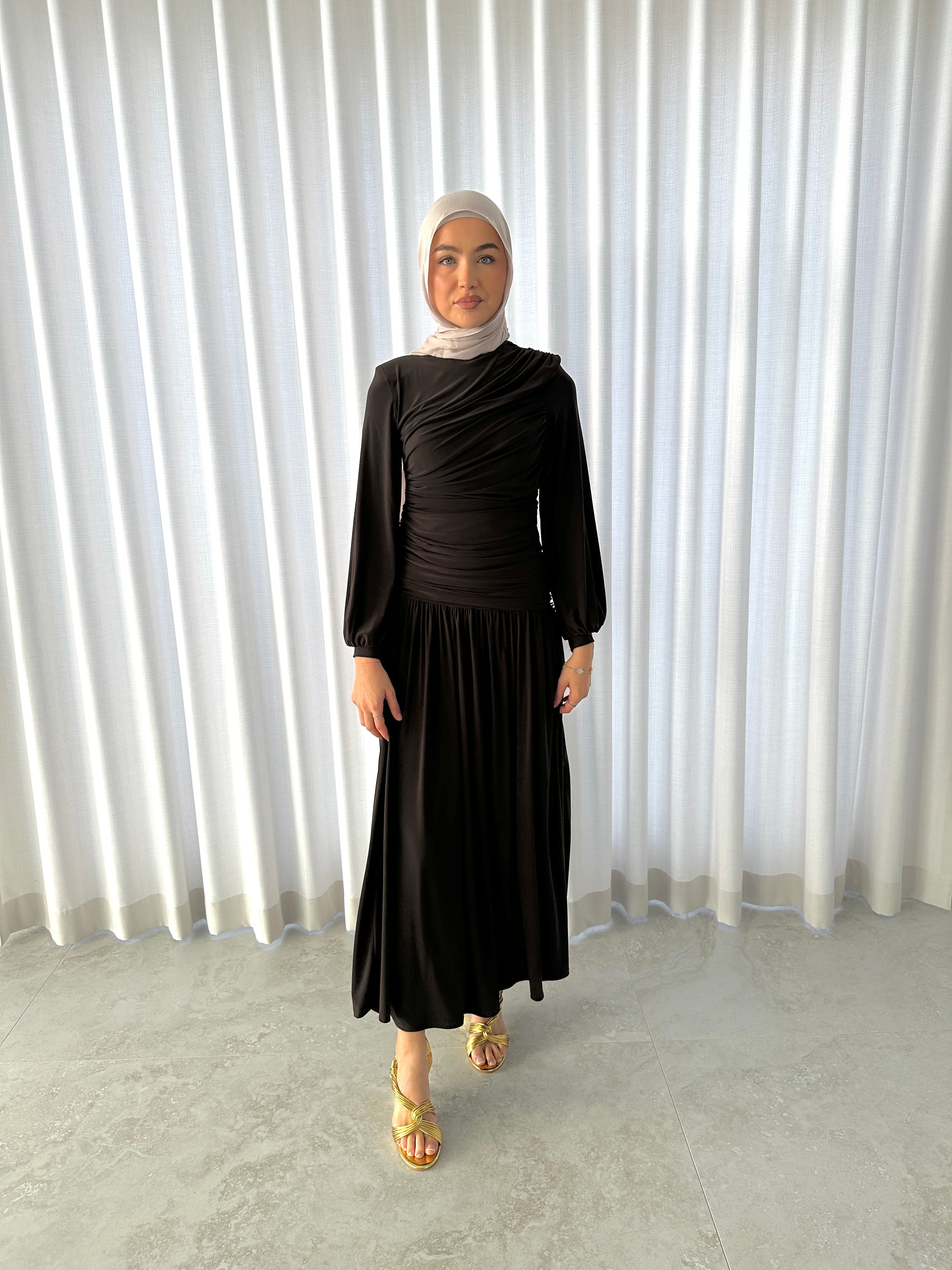 RUCHED JERSEY DRESS