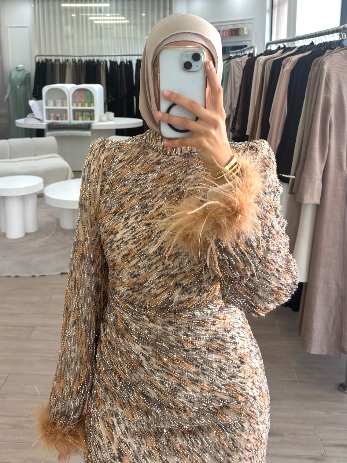 SIMA SEQUINS DRESS - BRONZE