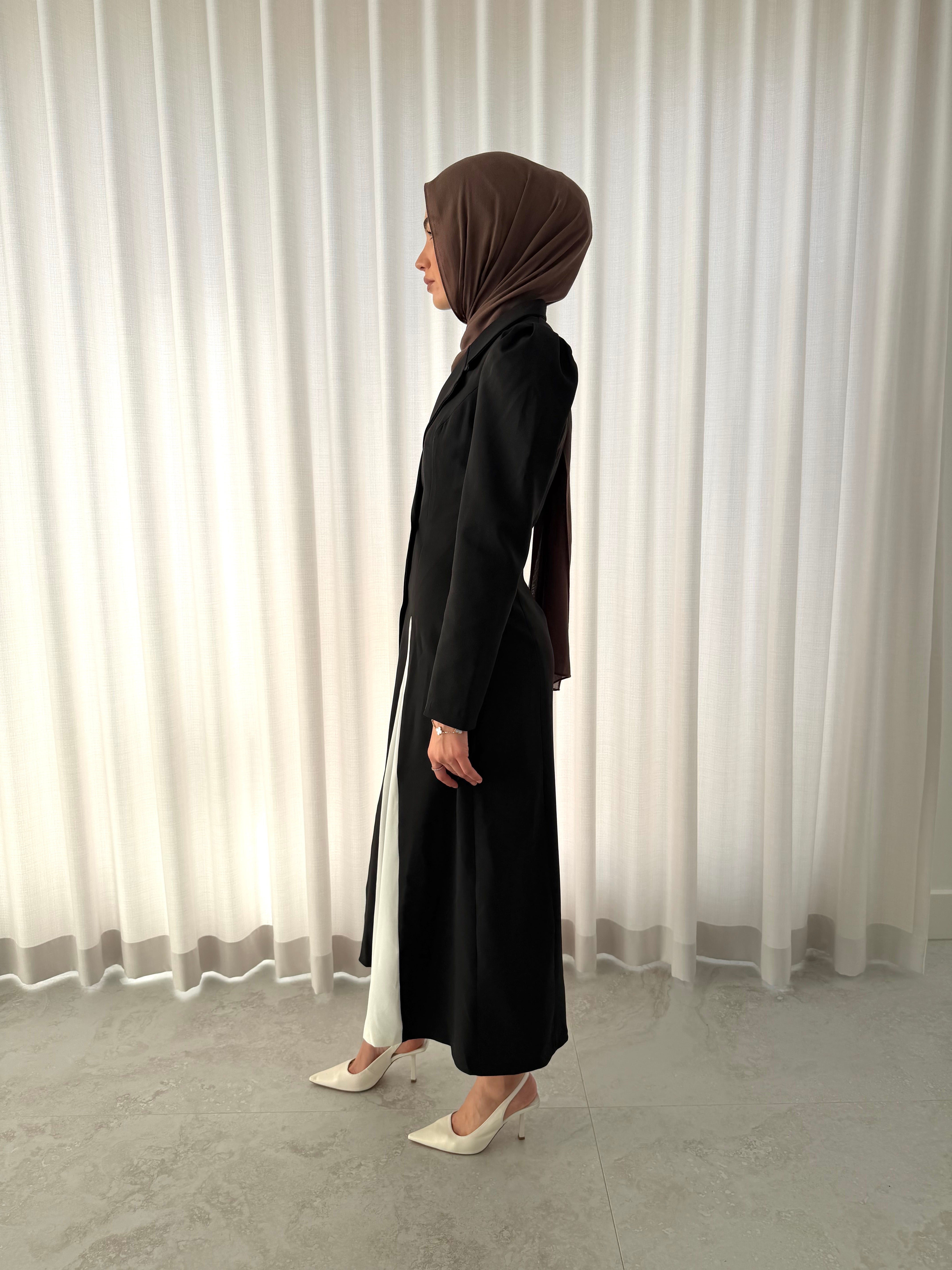 CONTRAST COAT DRESS