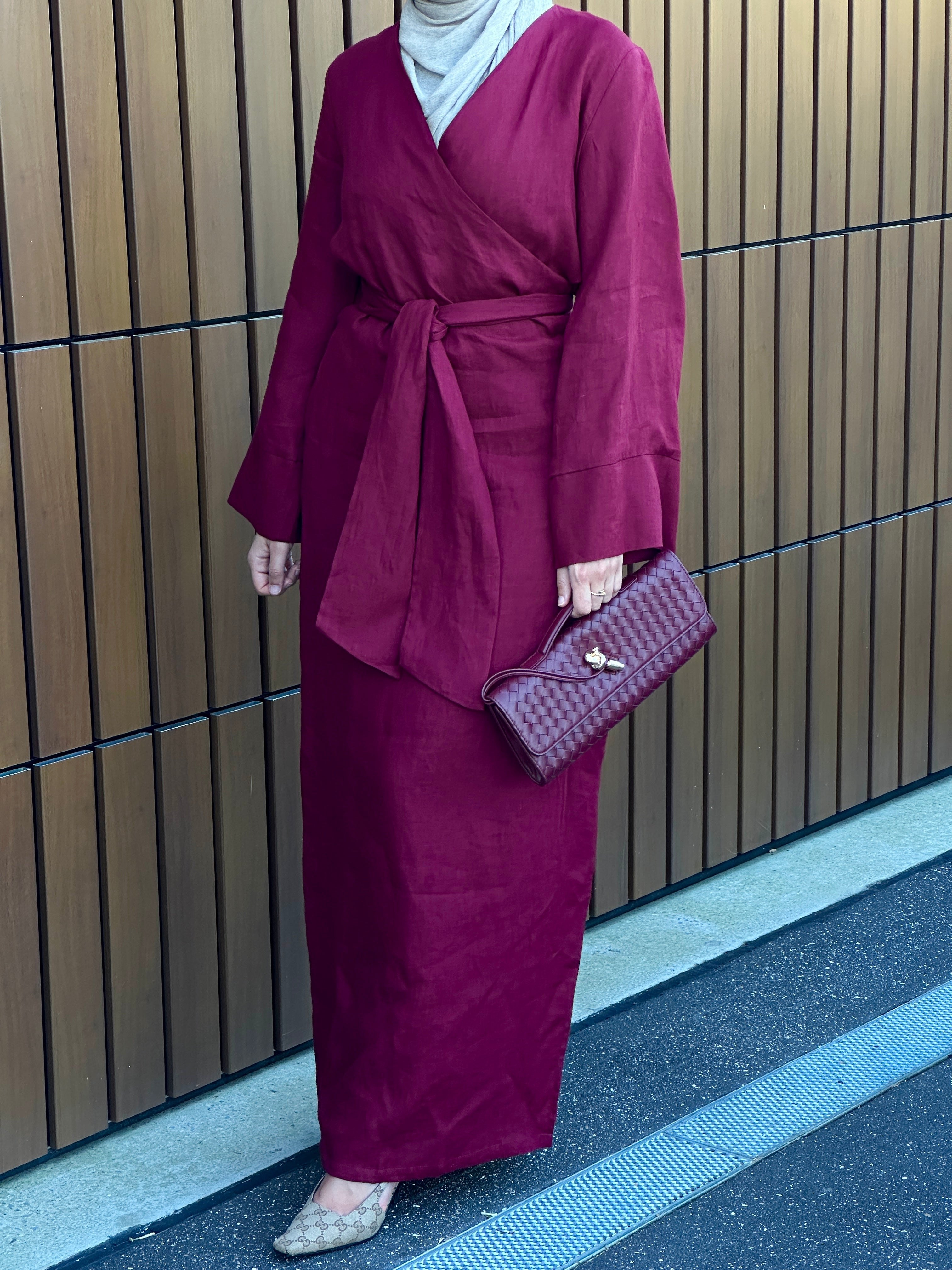 LINEN KIMONO WRAP DRESS