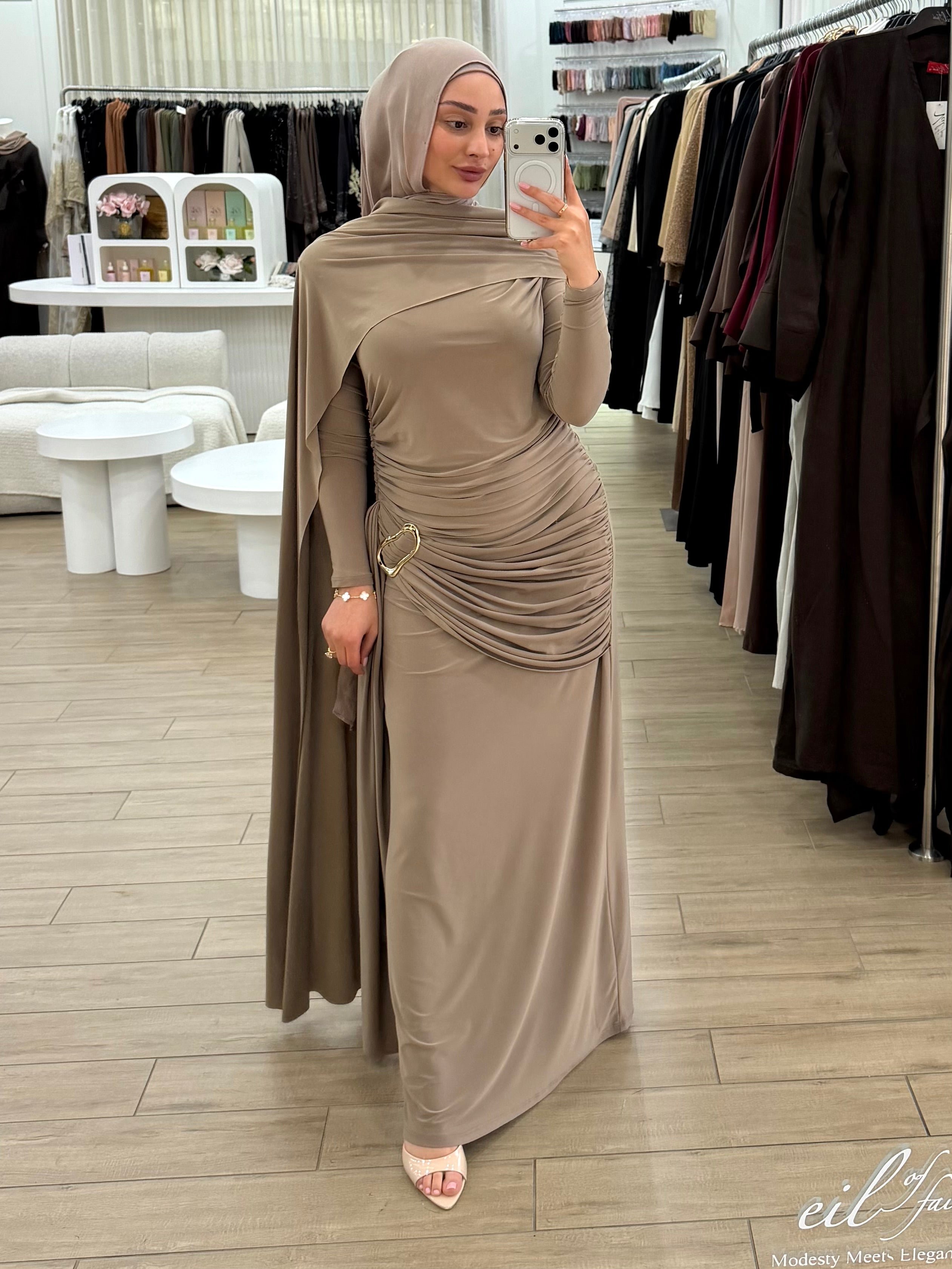 LUXE DRAPE FORMAL DRESS- MOSS
