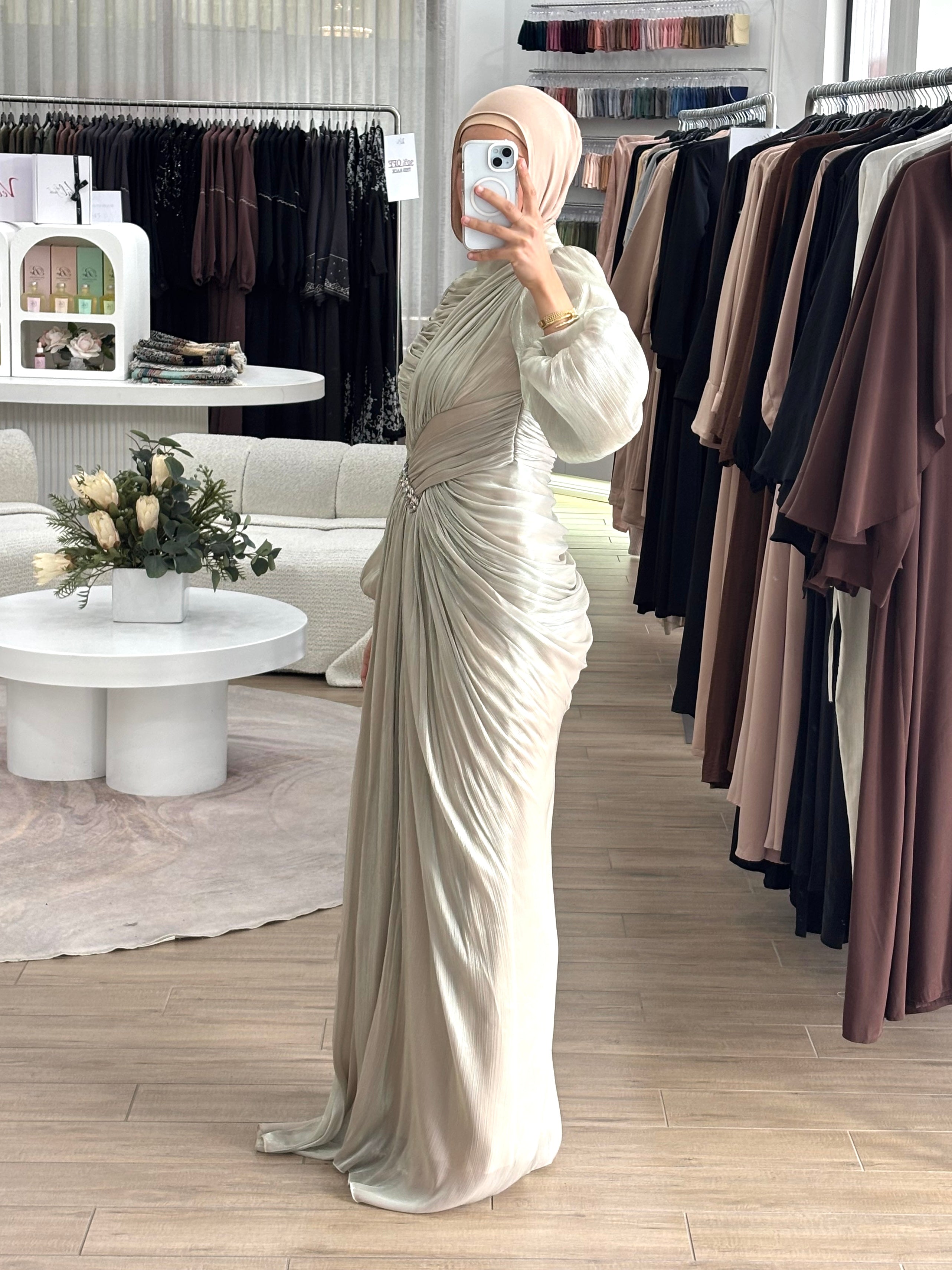 ALORA METALLIC FORMAL DRESS- PEARL