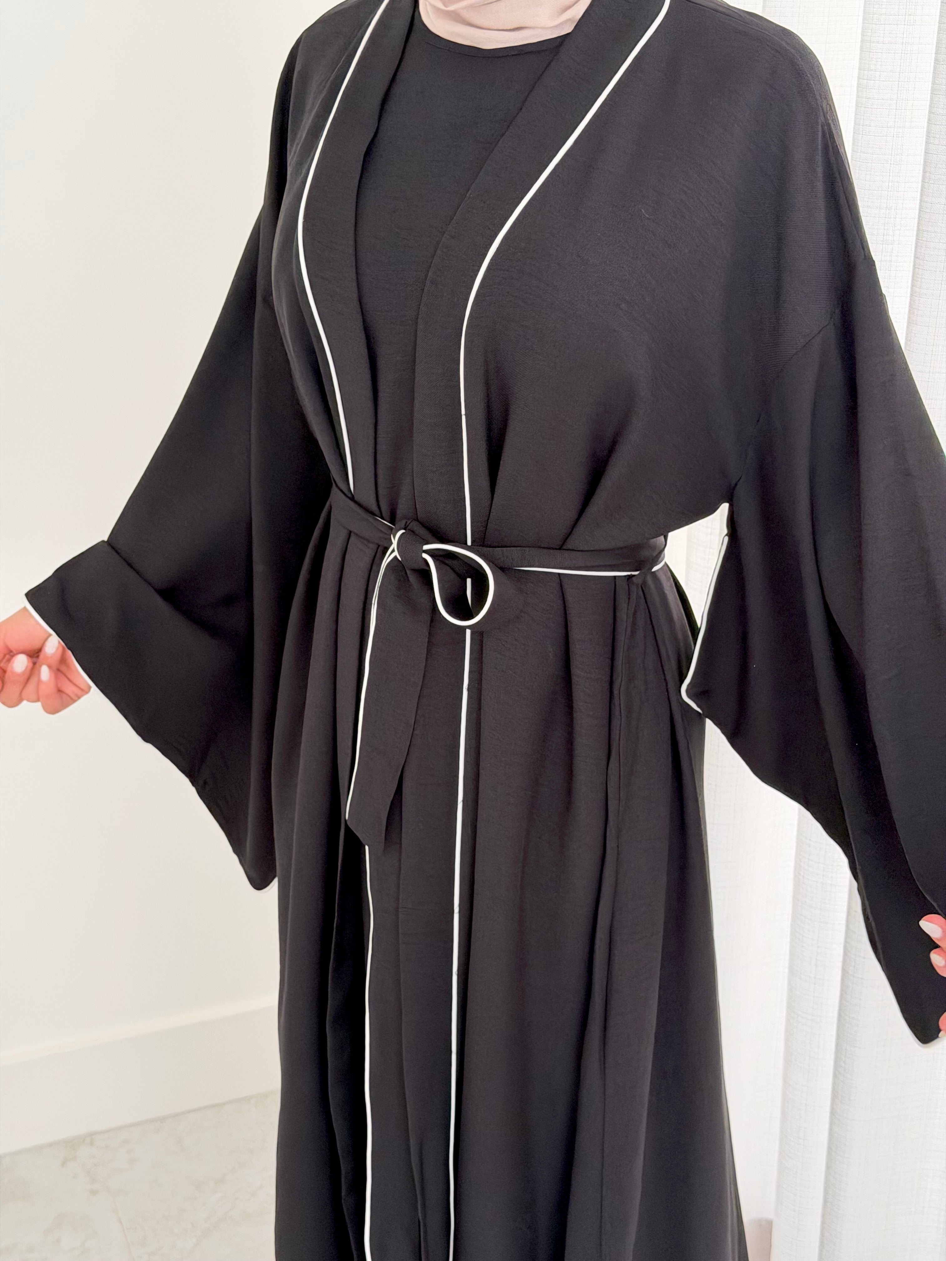 women's 2 piece abaya set, lightweight for spring/summer. full length, maxi with long sleeves with full coverage and suitable for modest hijab girls.