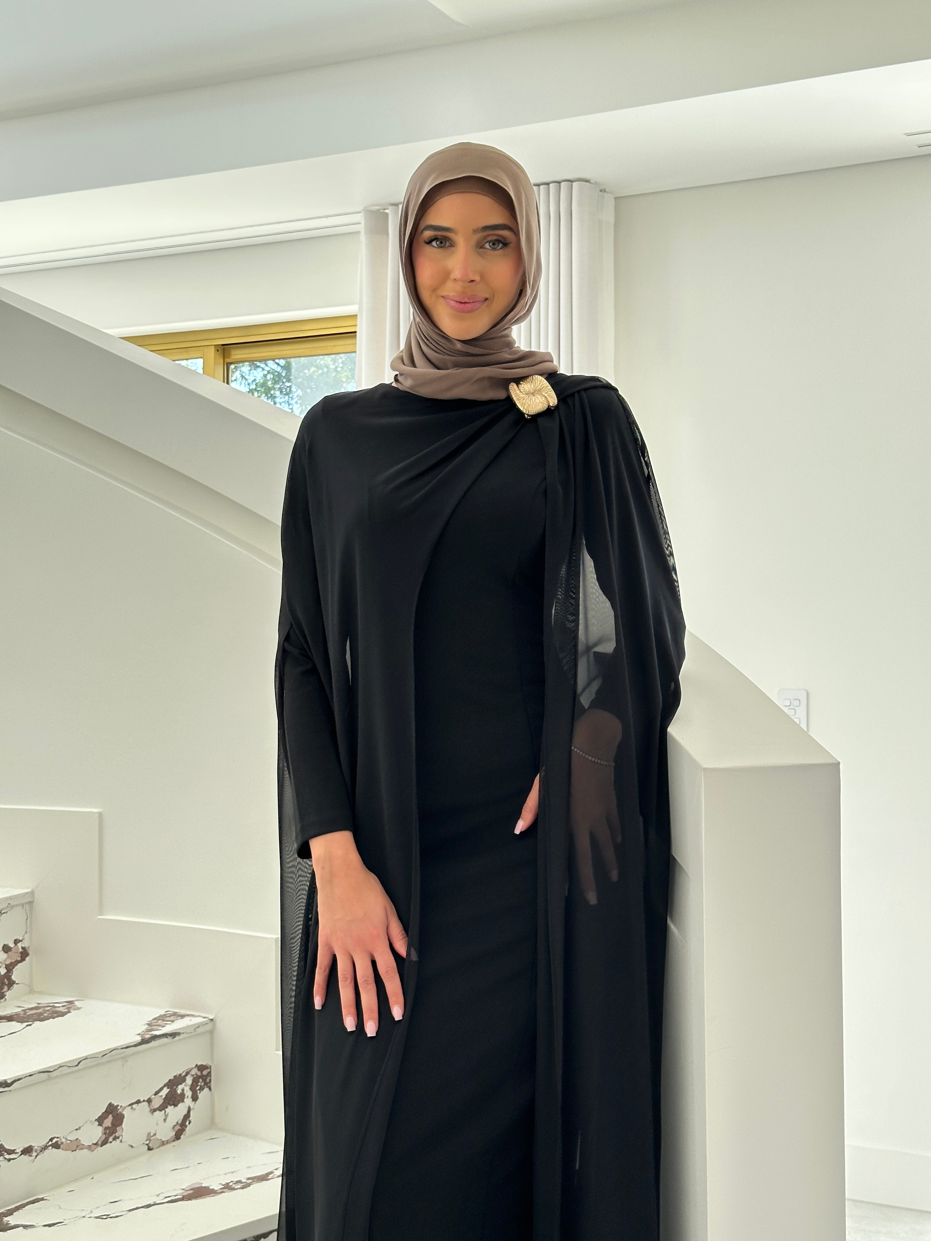 DALAL CAPE FORMAL DRESS- BLACK
