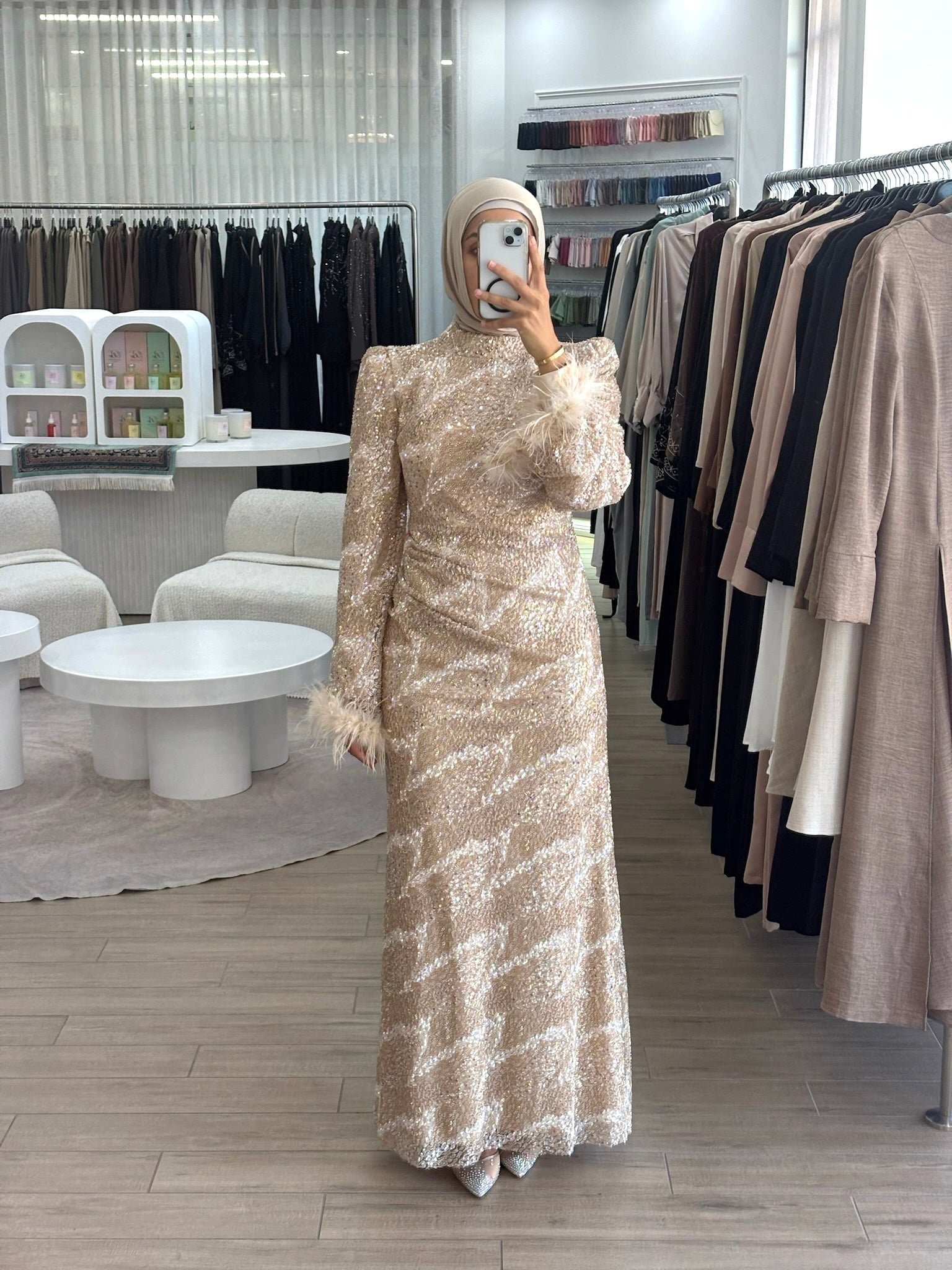 SIMA SEQUINS DRESS - NUDE