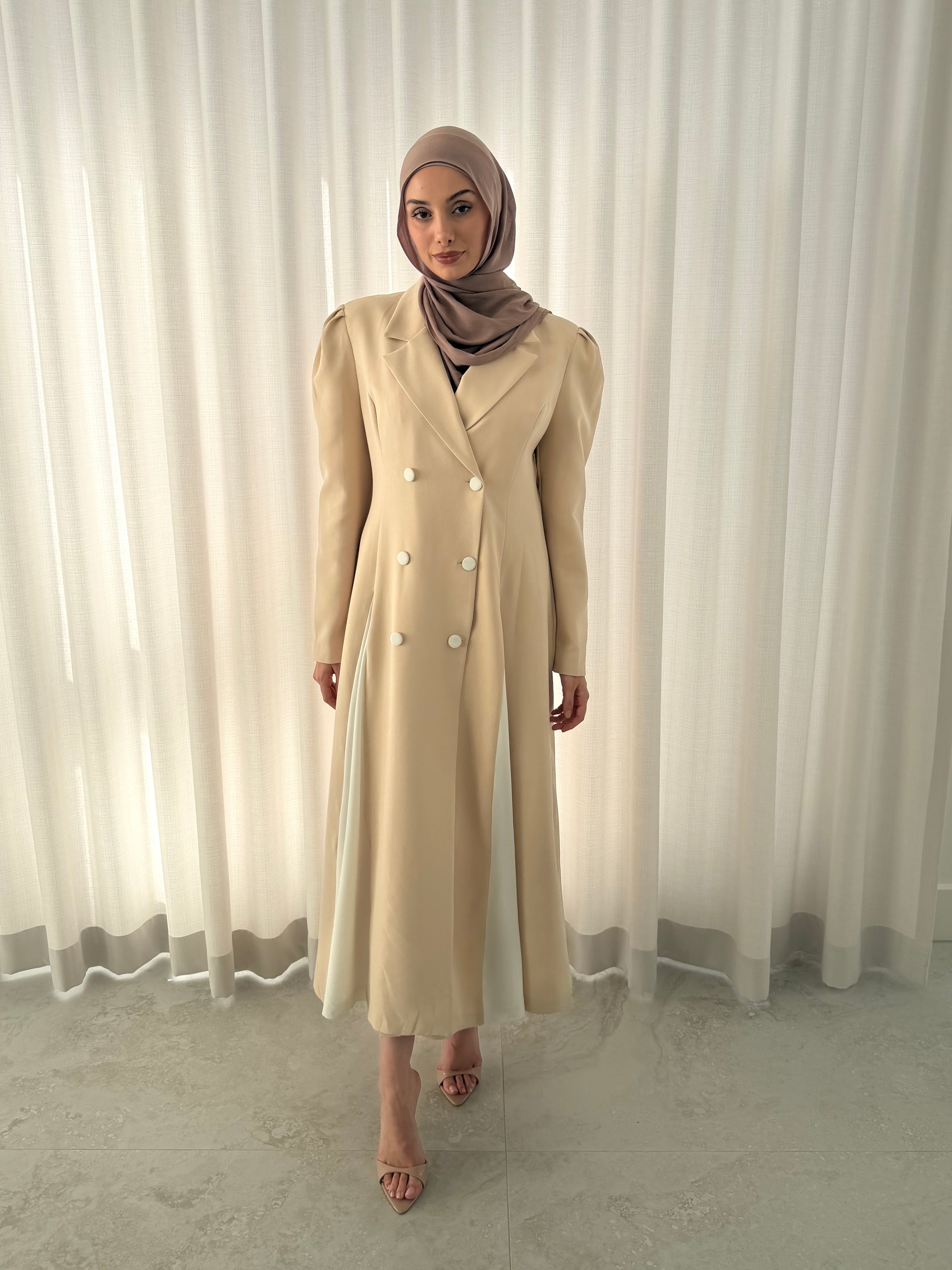 CONTRAST COAT DRESS