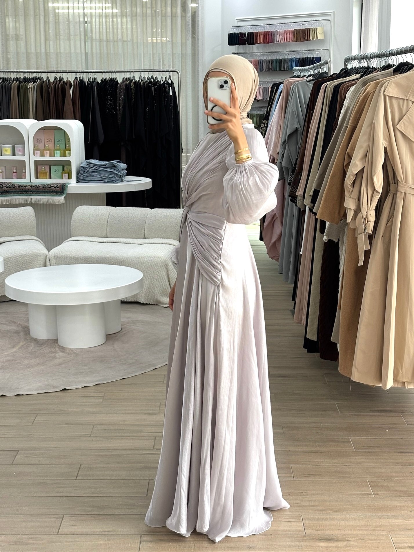 NOUR TWIST DRESS- OYSTER