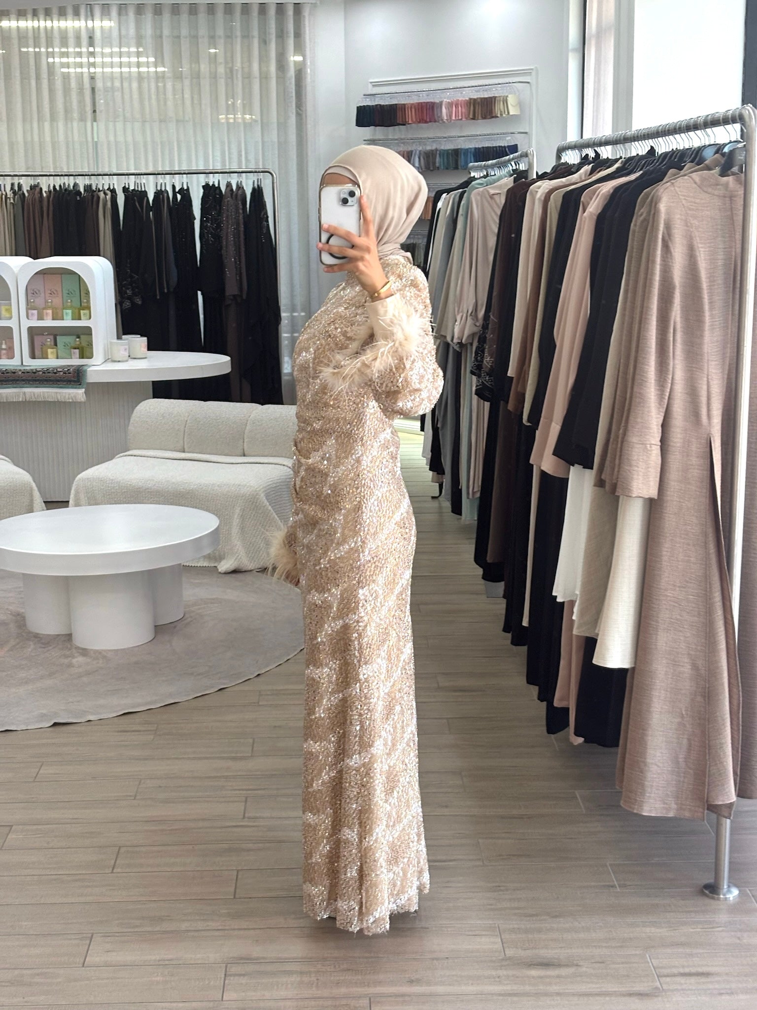 SIMA SEQUINS DRESS - NUDE