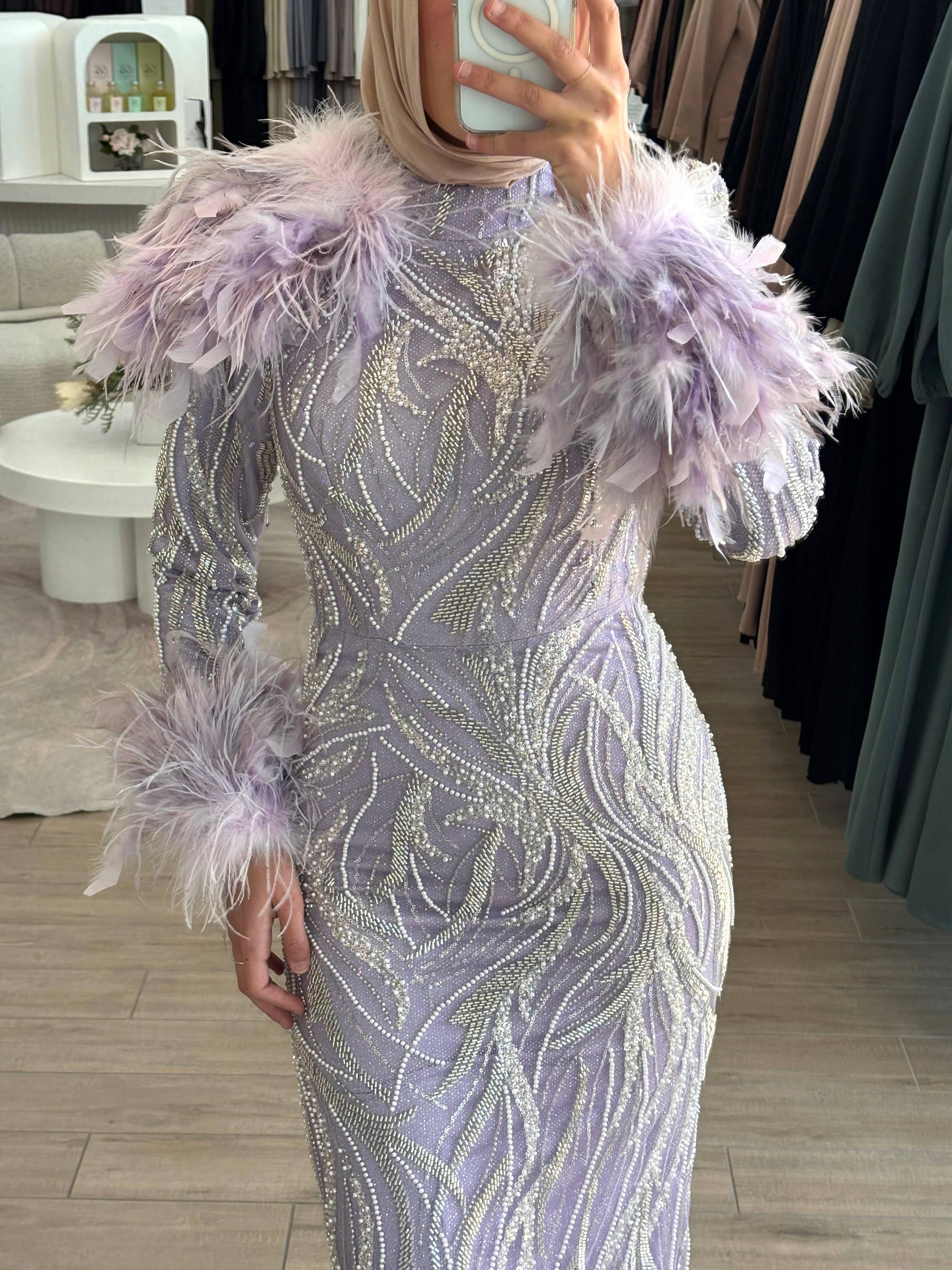 ESTELLE BEADED FORMAL GOWN- LAVENDER