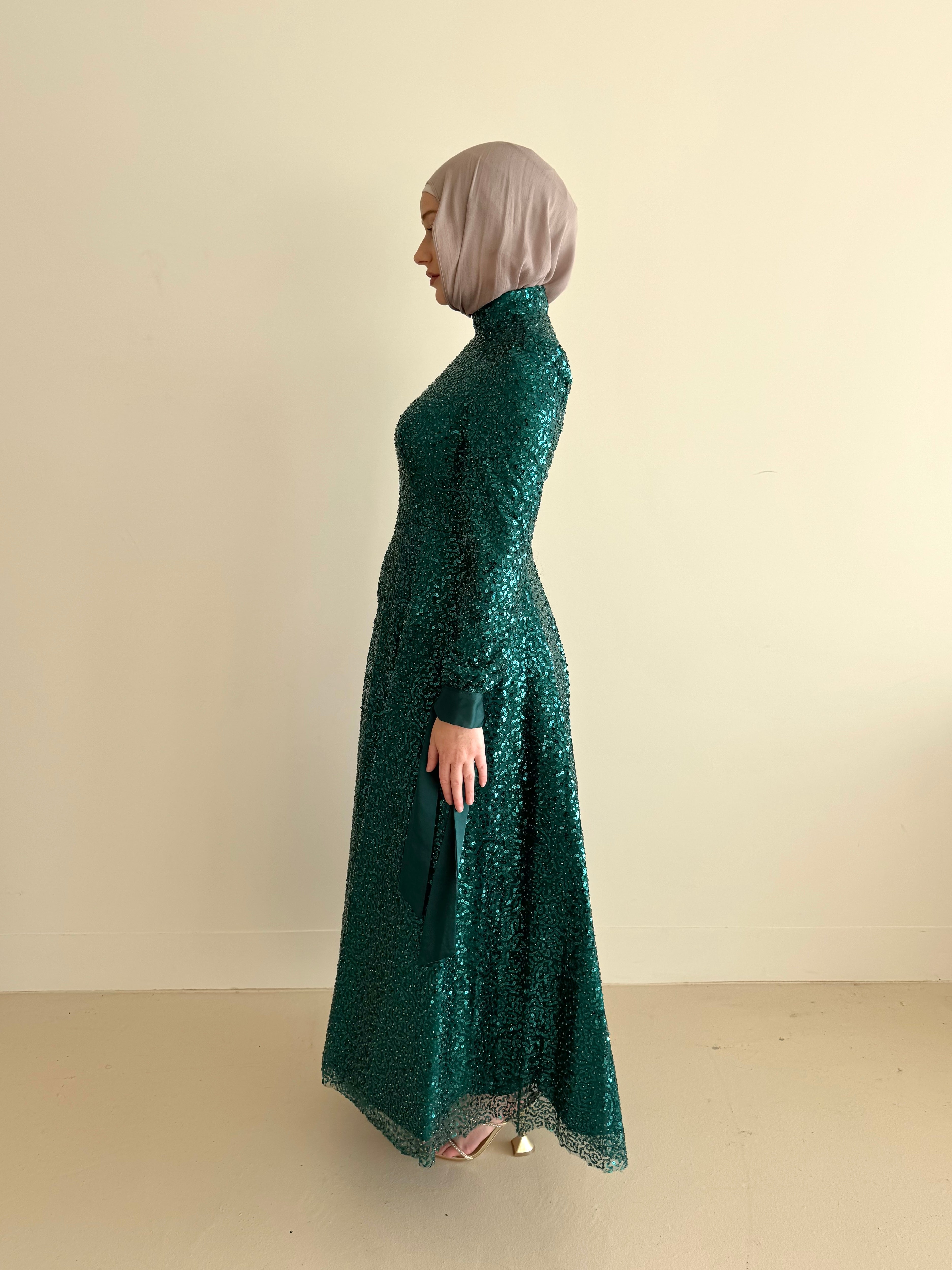 EMERALD SEQUINS BALLGOWN