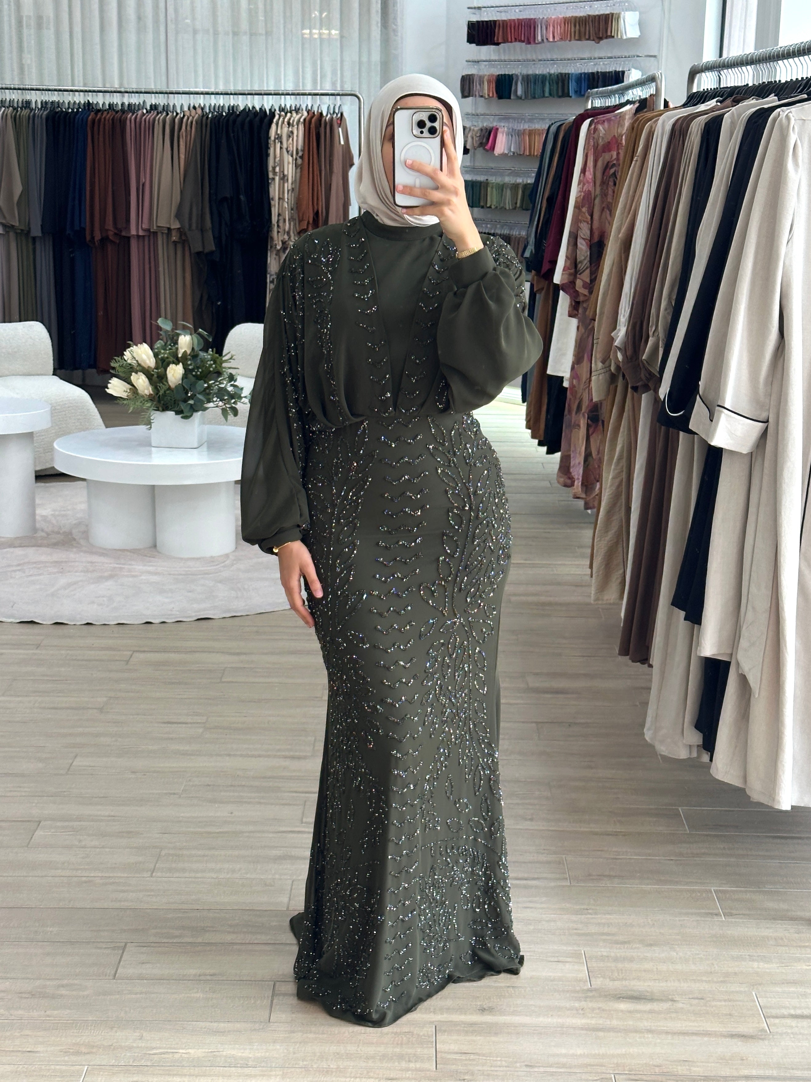 women's sequins formal dress- long sleeve, maxi, full length with glittery, sequins embellishment. suitable engagement dress, wedding guest, party, formal, etc.