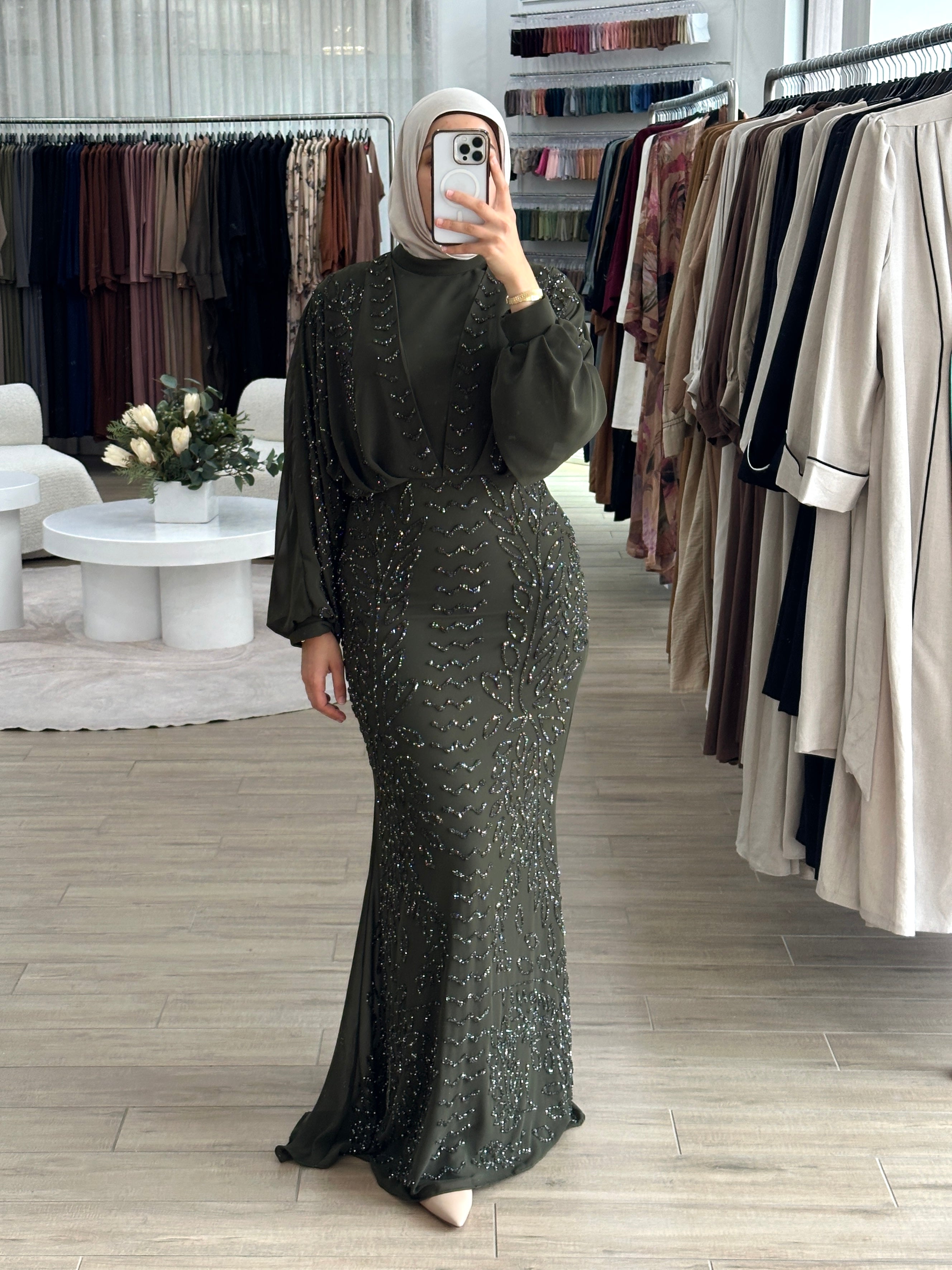 women's sequins formal dress- long sleeve, maxi, full length with glittery, sequins embellishment. suitable engagement dress, wedding guest, party, formal, etc.