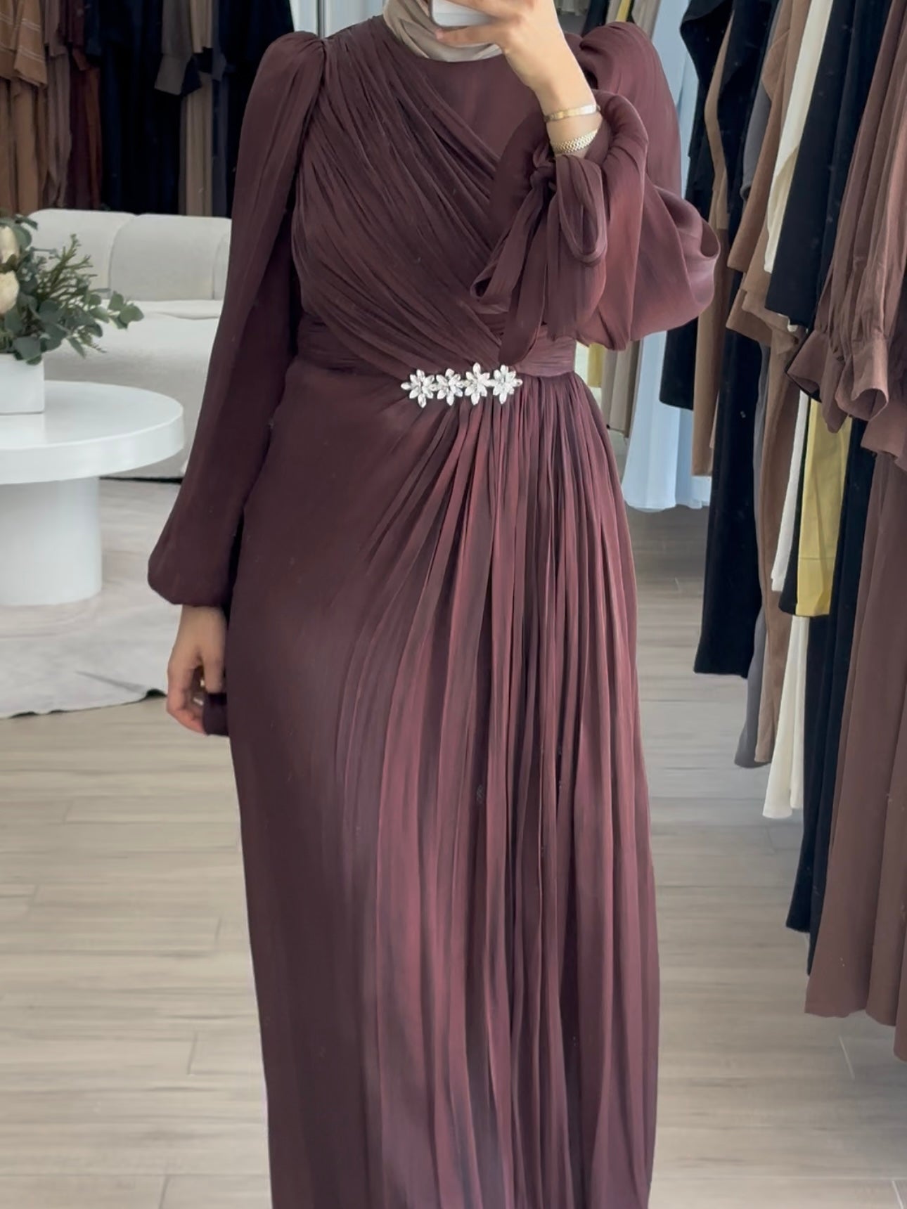 women's modest formal dress, hijabi friendly and is full coverage, full length, maxi and long sleeve with minimal embellishment, suitable for occasions, formals, engagements, nikkah, kk, pre-wedding events, weddings.