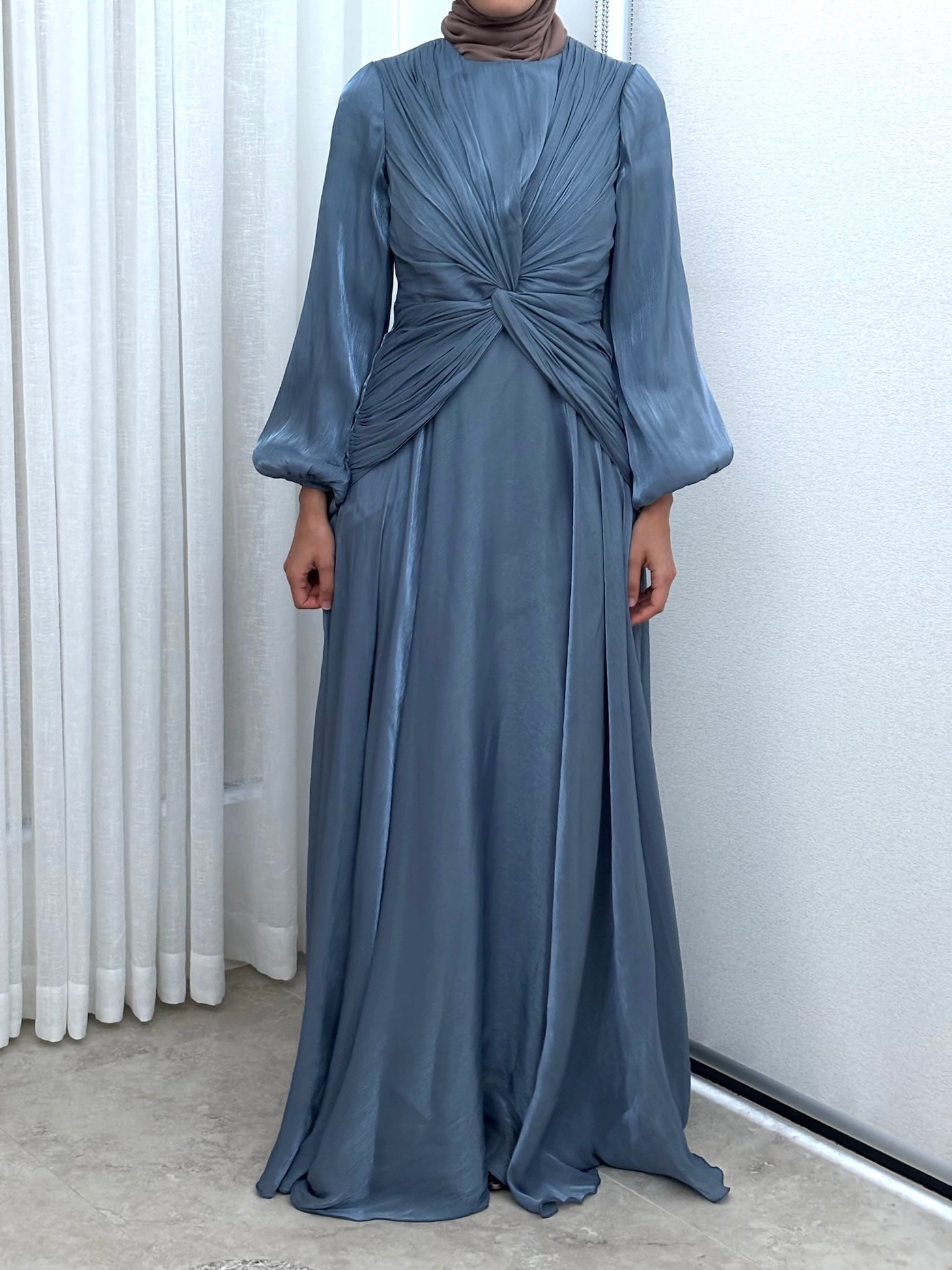 NOUR TWIST DRESS- BLUE