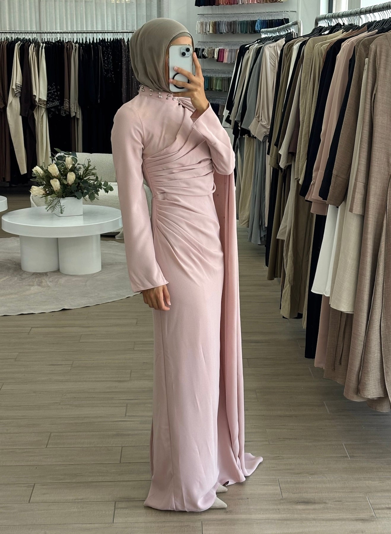 TIMELESS DRAPE DRESS- PINK