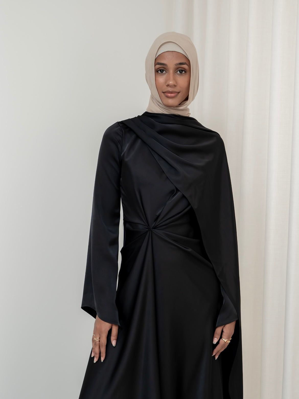 AURORA DRAPE FORMAL DRESS- BLACK