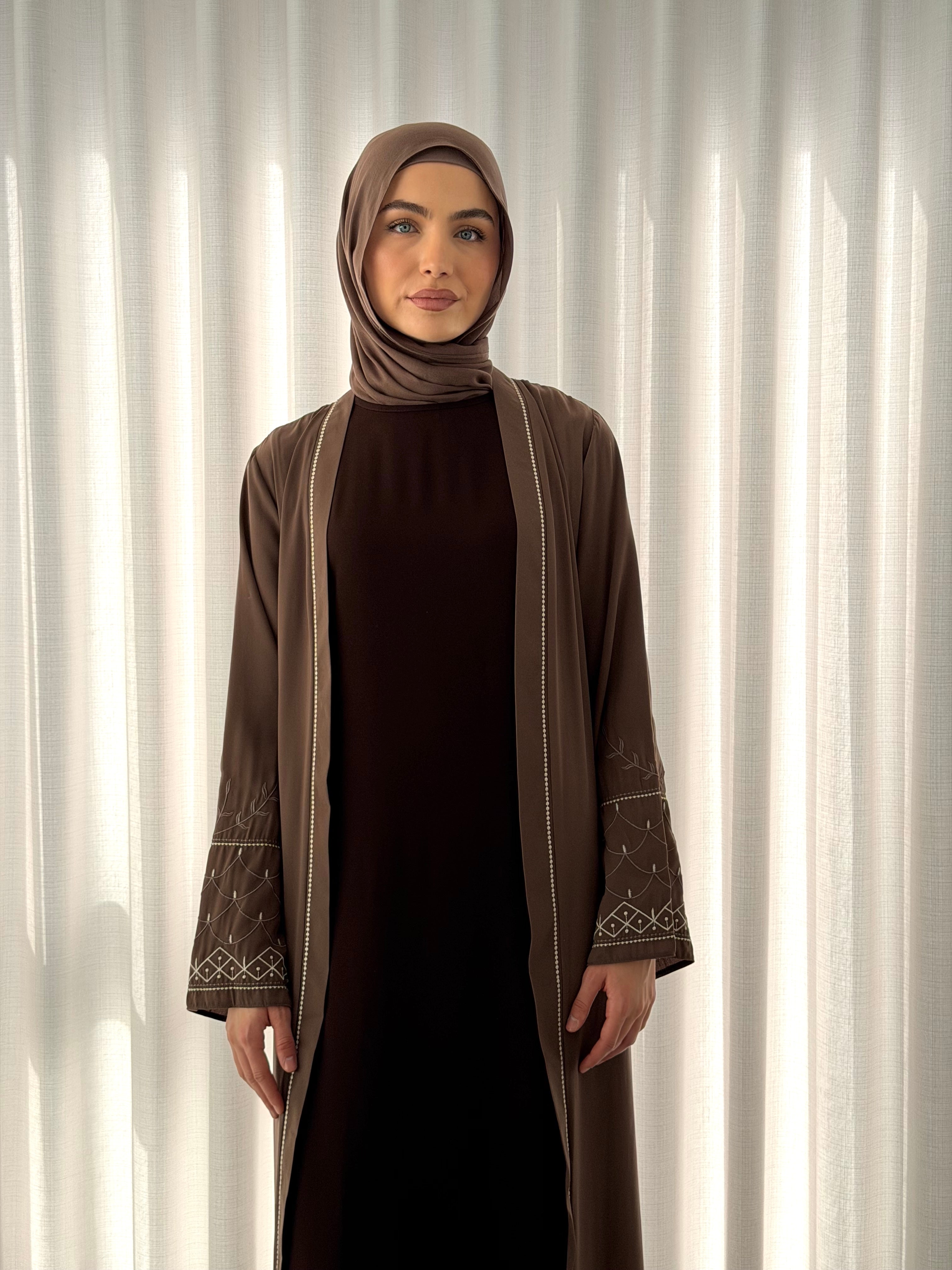 SAFINA OPEN ABAYA-CHOCOLATE