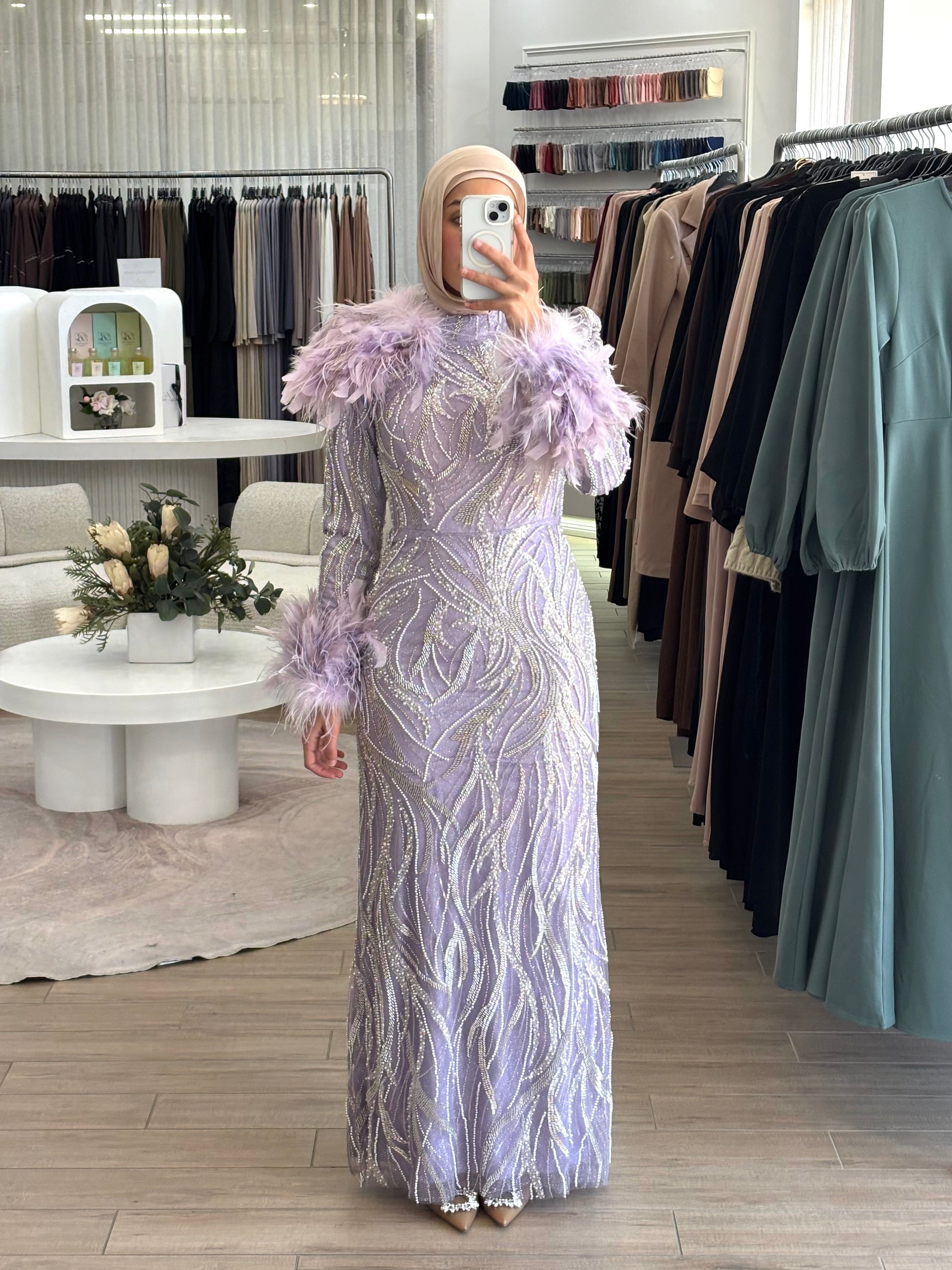 ESTELLE BEADED FORMAL GOWN- LAVENDER