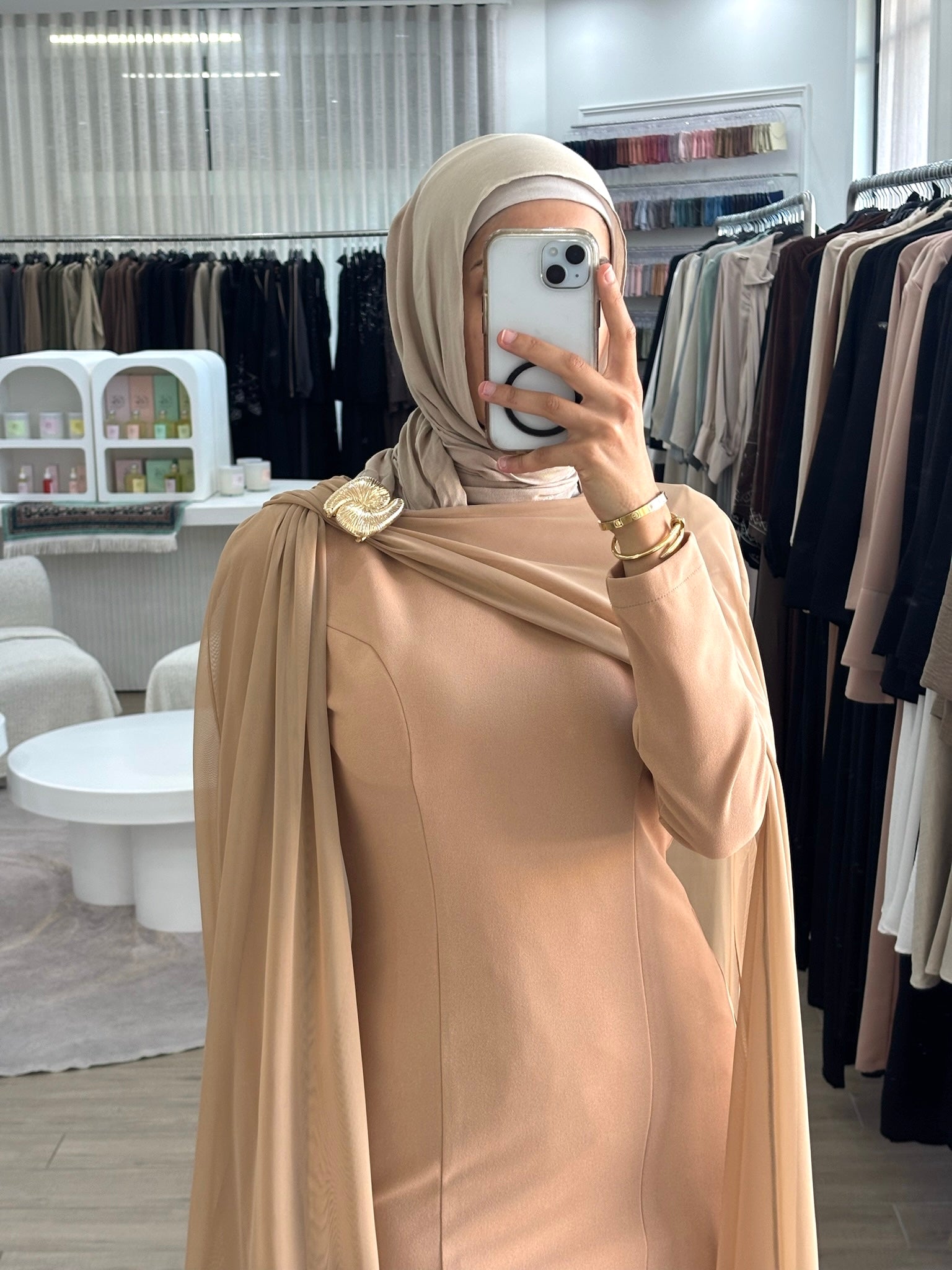 DALAL CAPE FORMAL DRESS- CAMEL