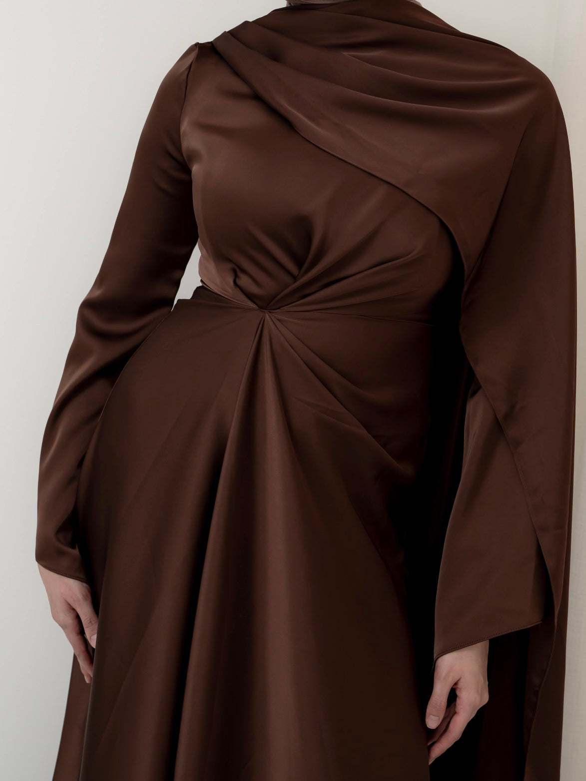 AURORA DRAPE FORMAL DRESS- BROWN