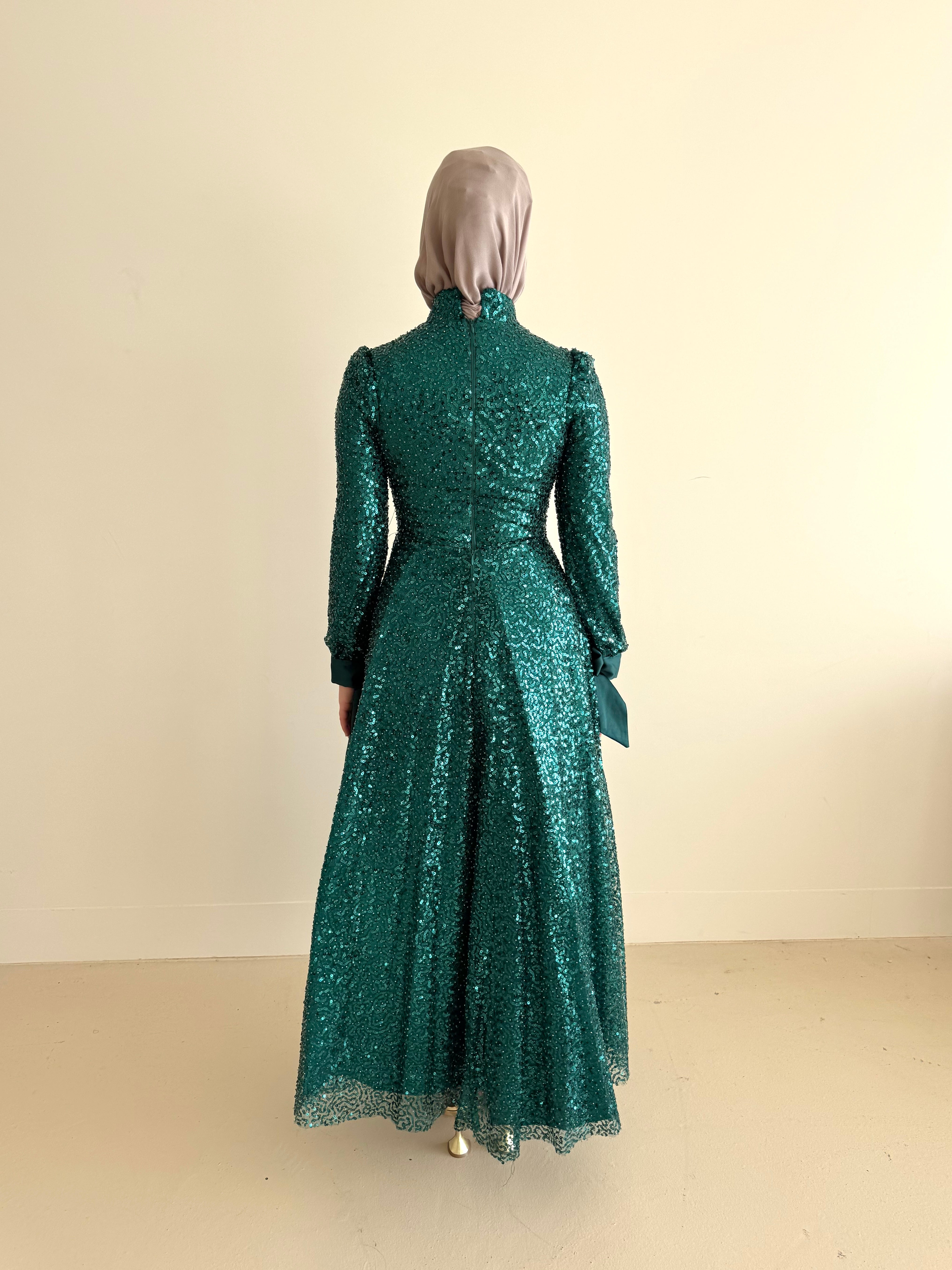 EMERALD SEQUINS BALLGOWN