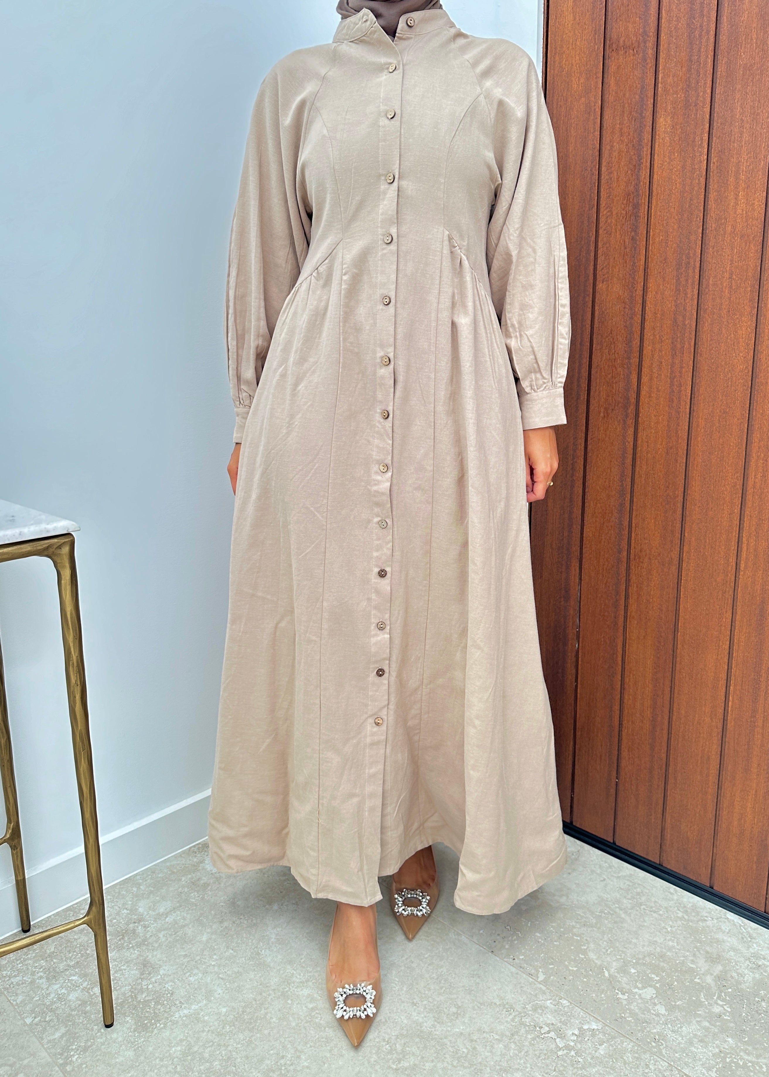 women's modest fashion maxi long-sleeve dress with buttons,spring/summer dress