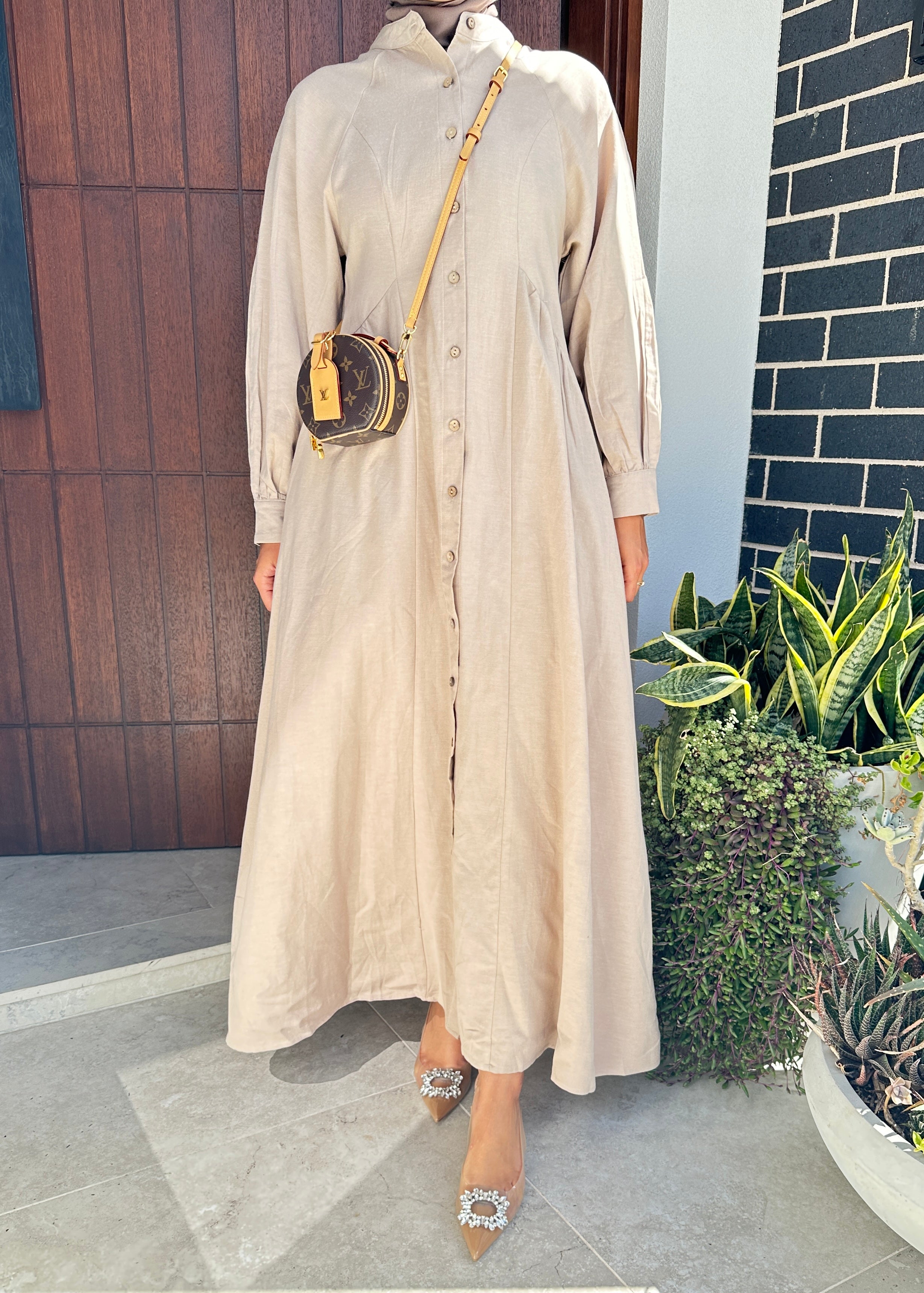 women's modest fashion maxi long-sleeve dress with buttons,spring/summer dress