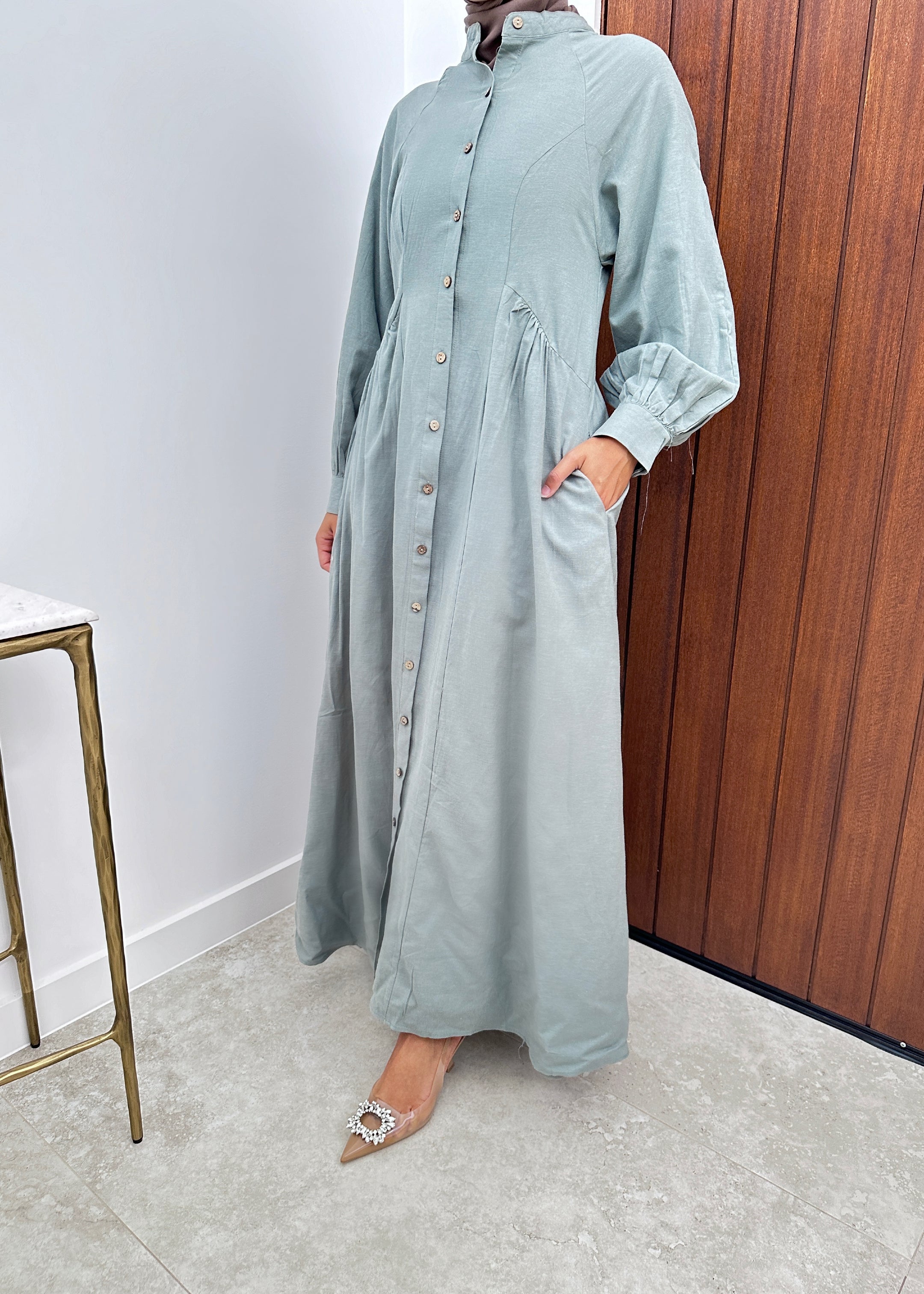 women's modest fashion maxi long-sleeve dress with buttons,spring/summer dress