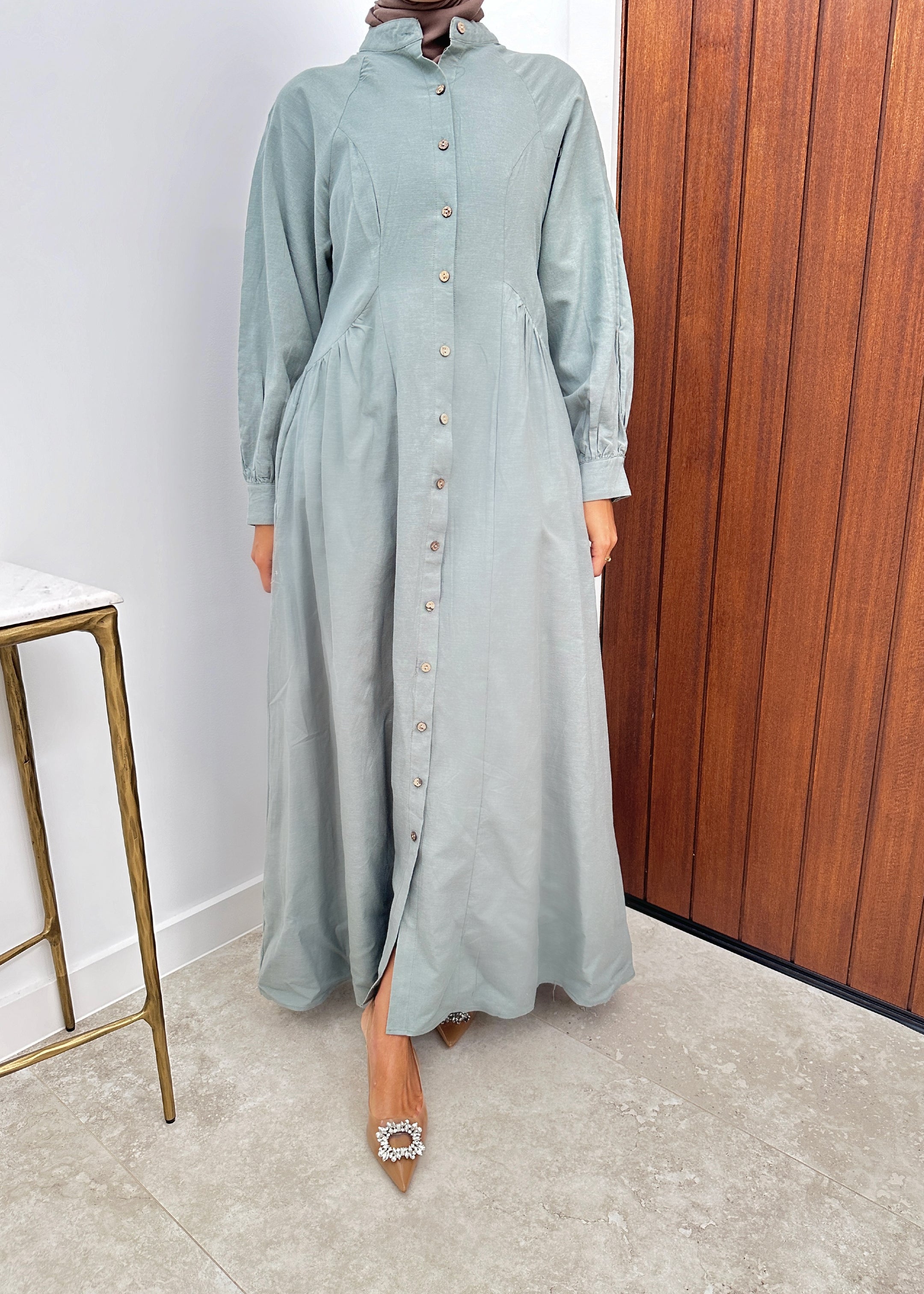 women's modest fashion maxi long-sleeve dress with buttons,spring/summer dress