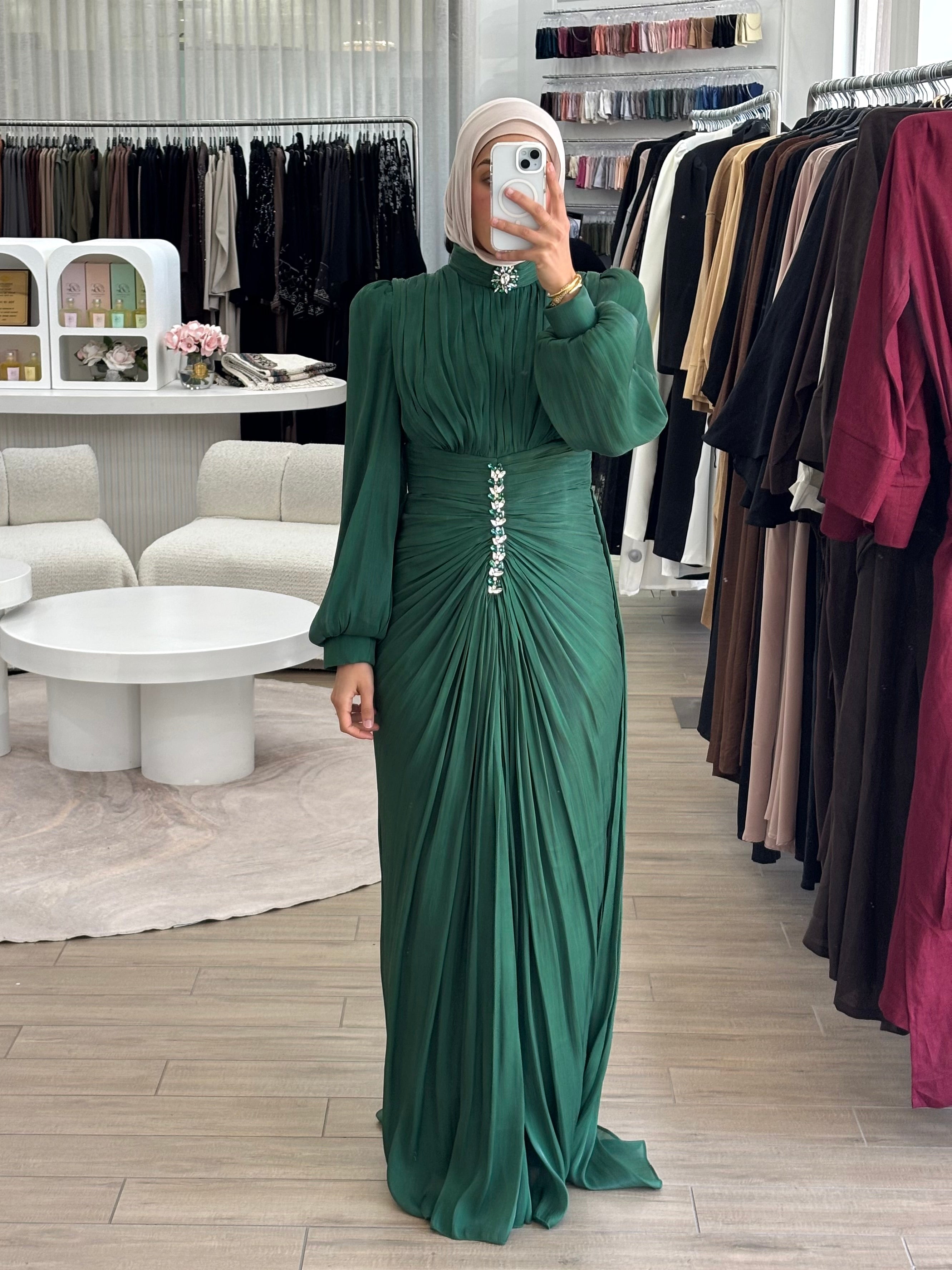 JANAN FORMAL DRESS - BOTTLE GREEN
