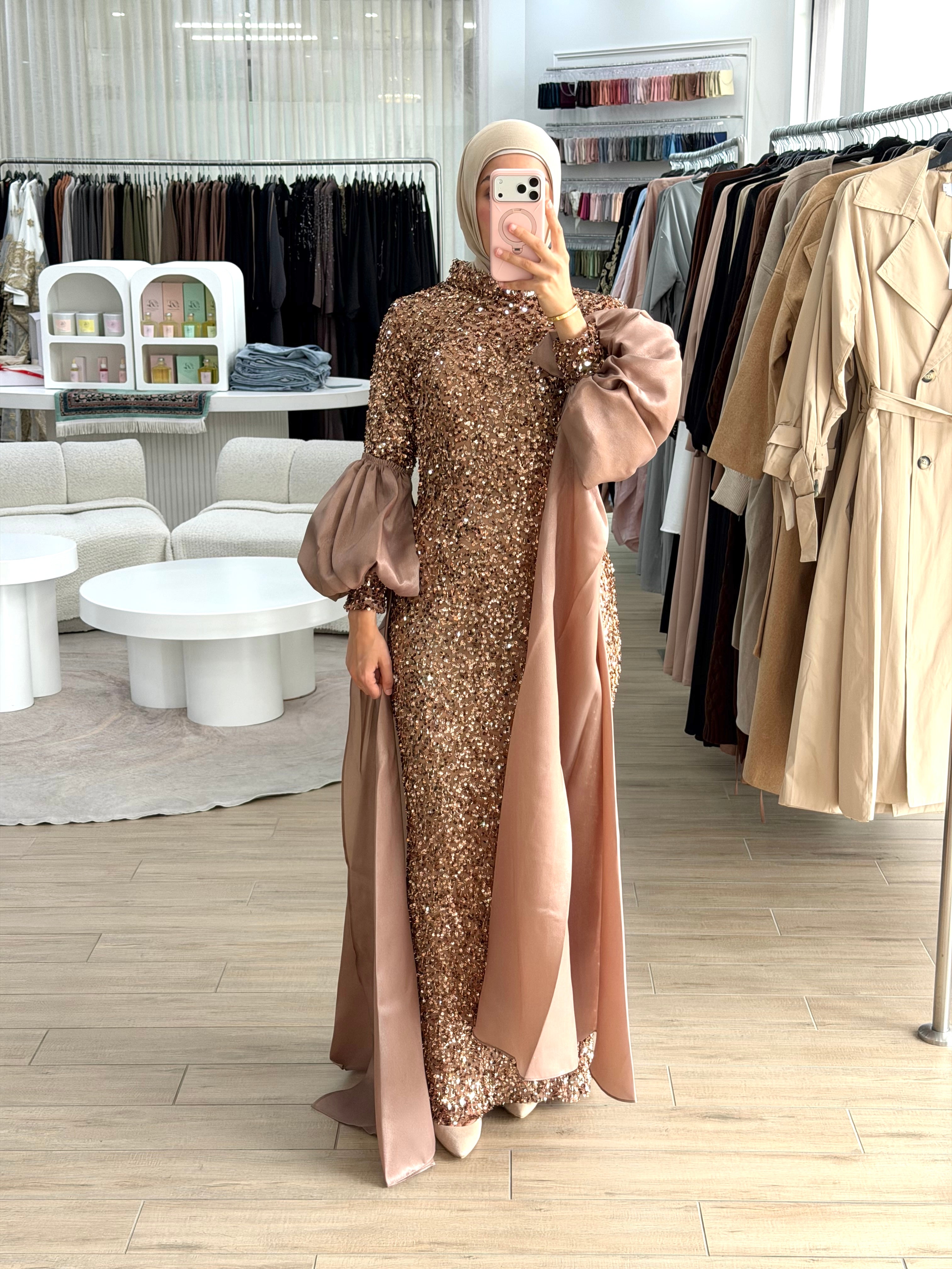 KAYLA SEQUINS DRESS - BRONZE