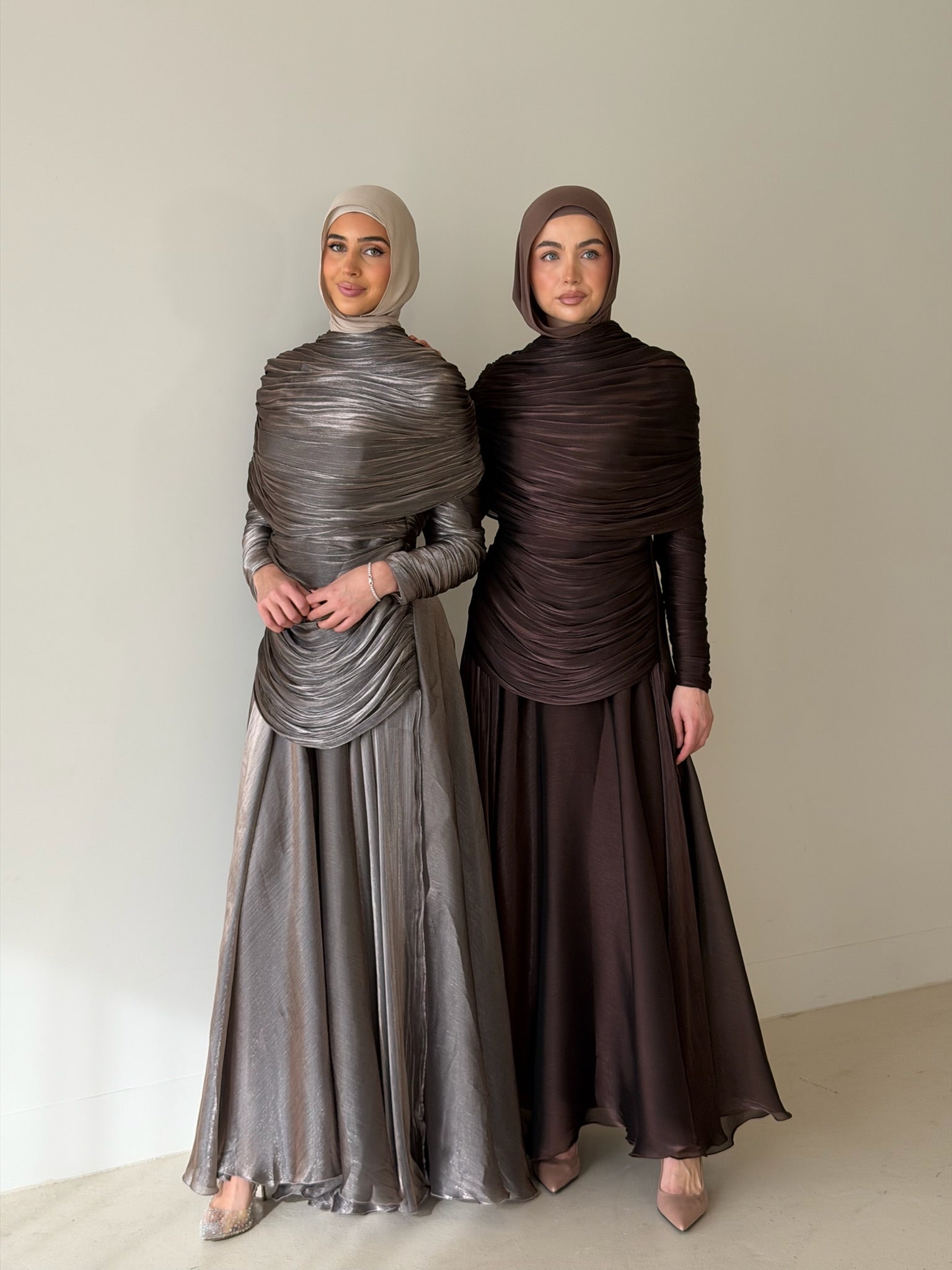 LAYALI SHIMMER FORMAL DRESS- METALLIC ESPRESSO
