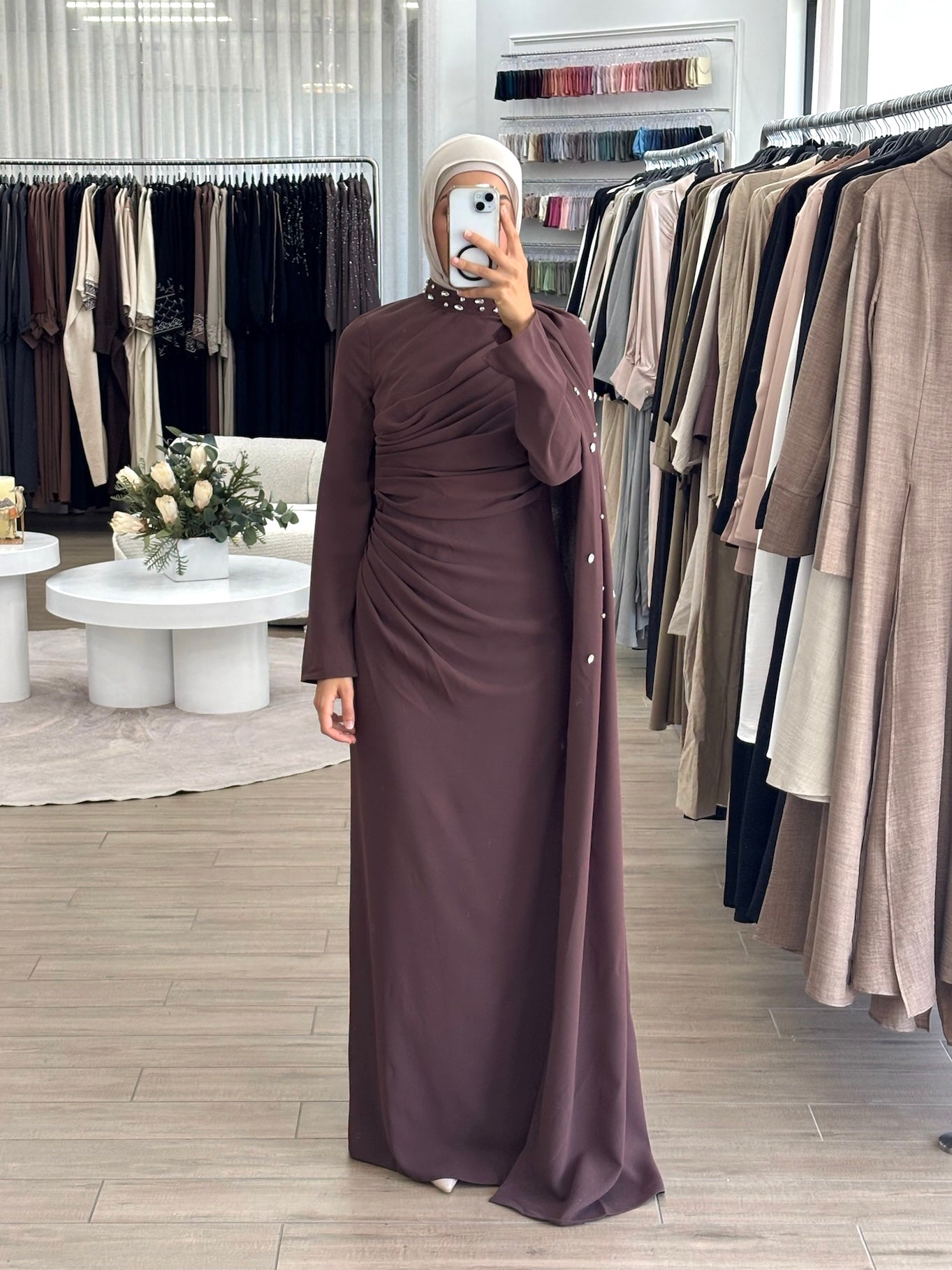 TIMELESS DRAPE DRESS- CHOCOLATE