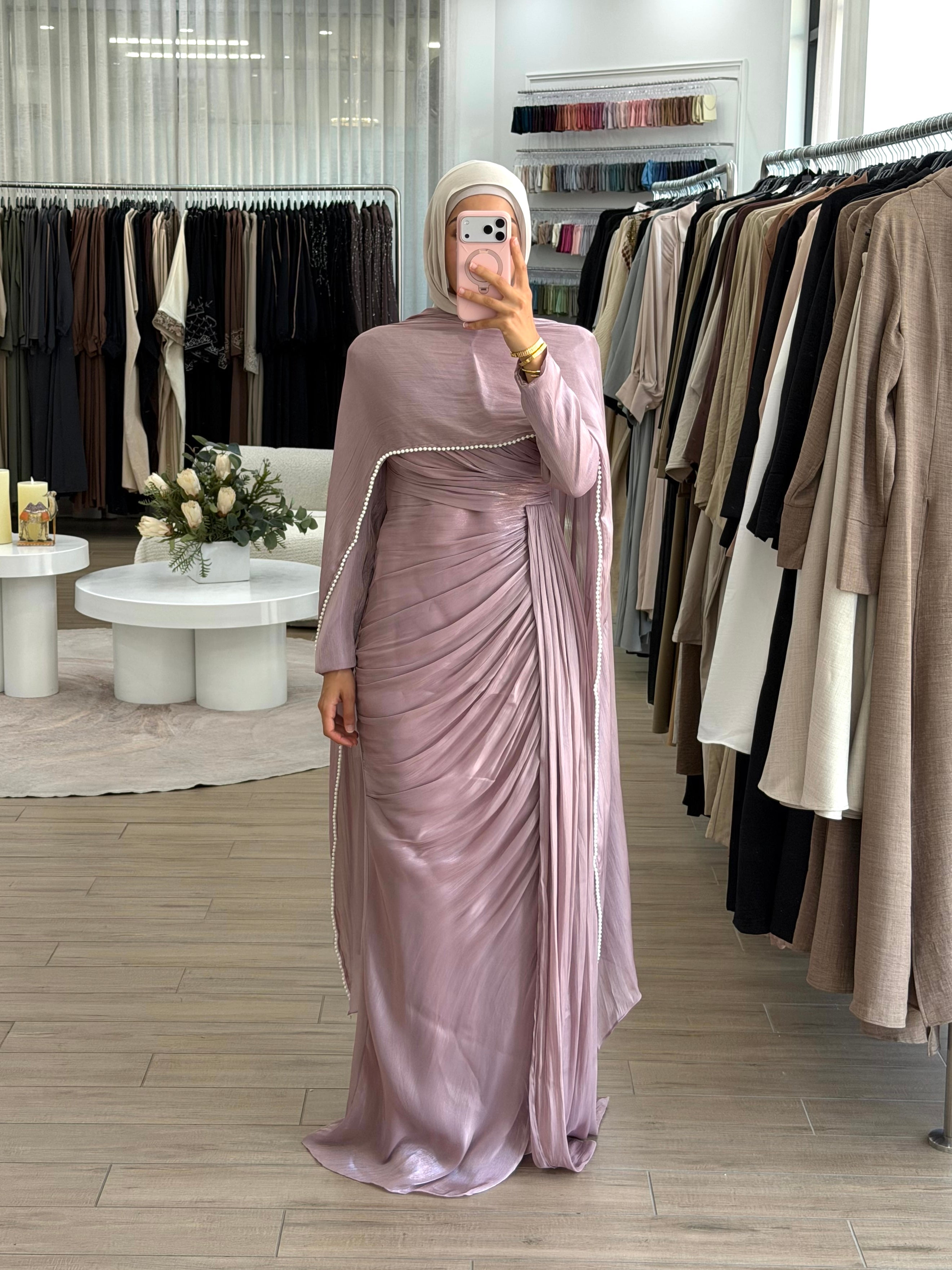 SERAPHINA PEARL GOWN & SCARF- LAVENDER