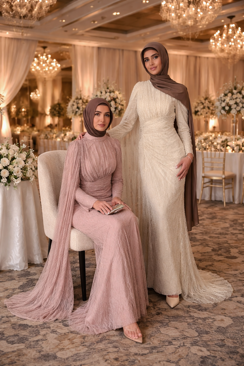 LACE ROYALE FORMAL DRESS- POWDER PINK