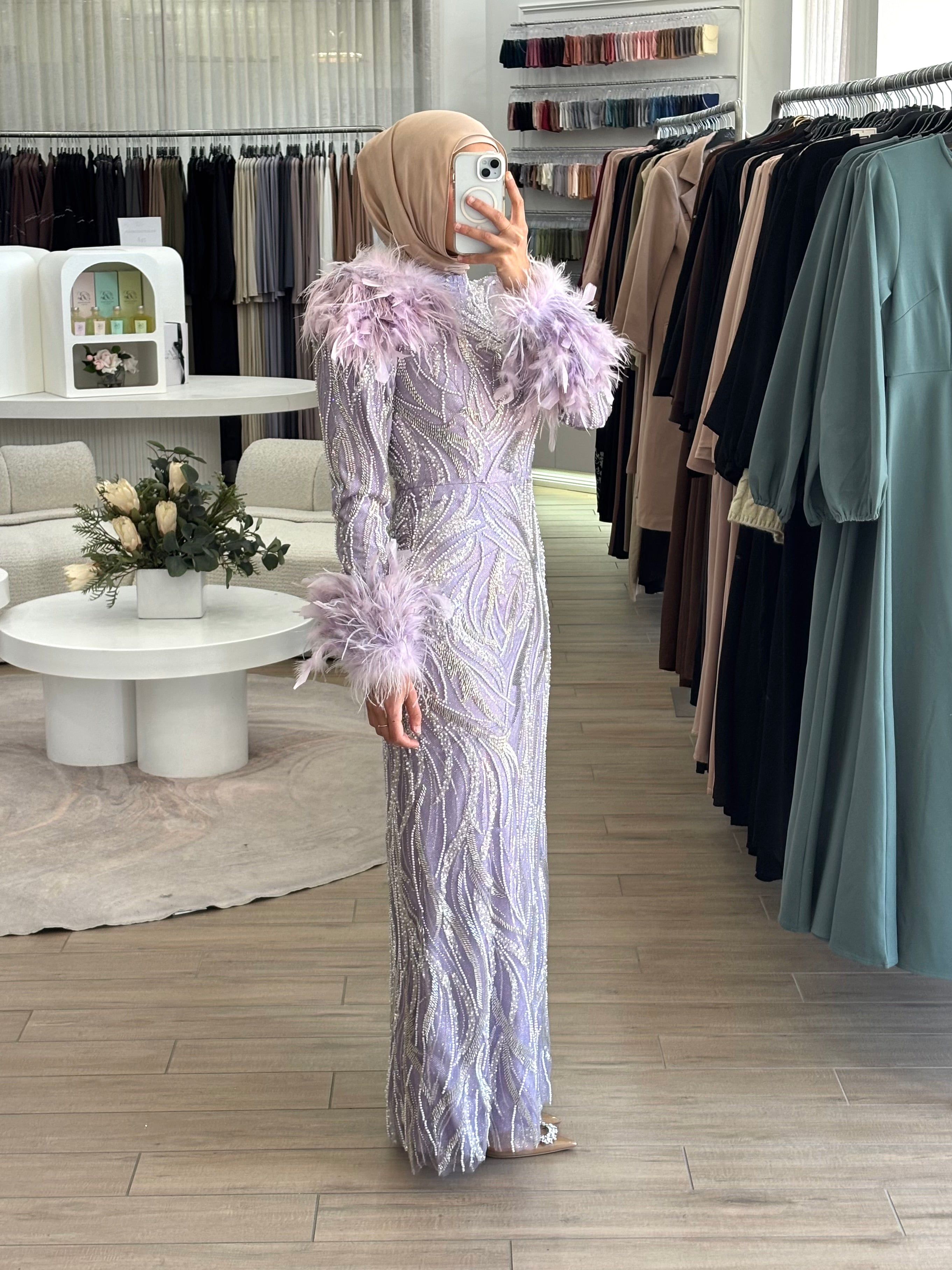 ESTELLE BEADED FORMAL GOWN- LAVENDER