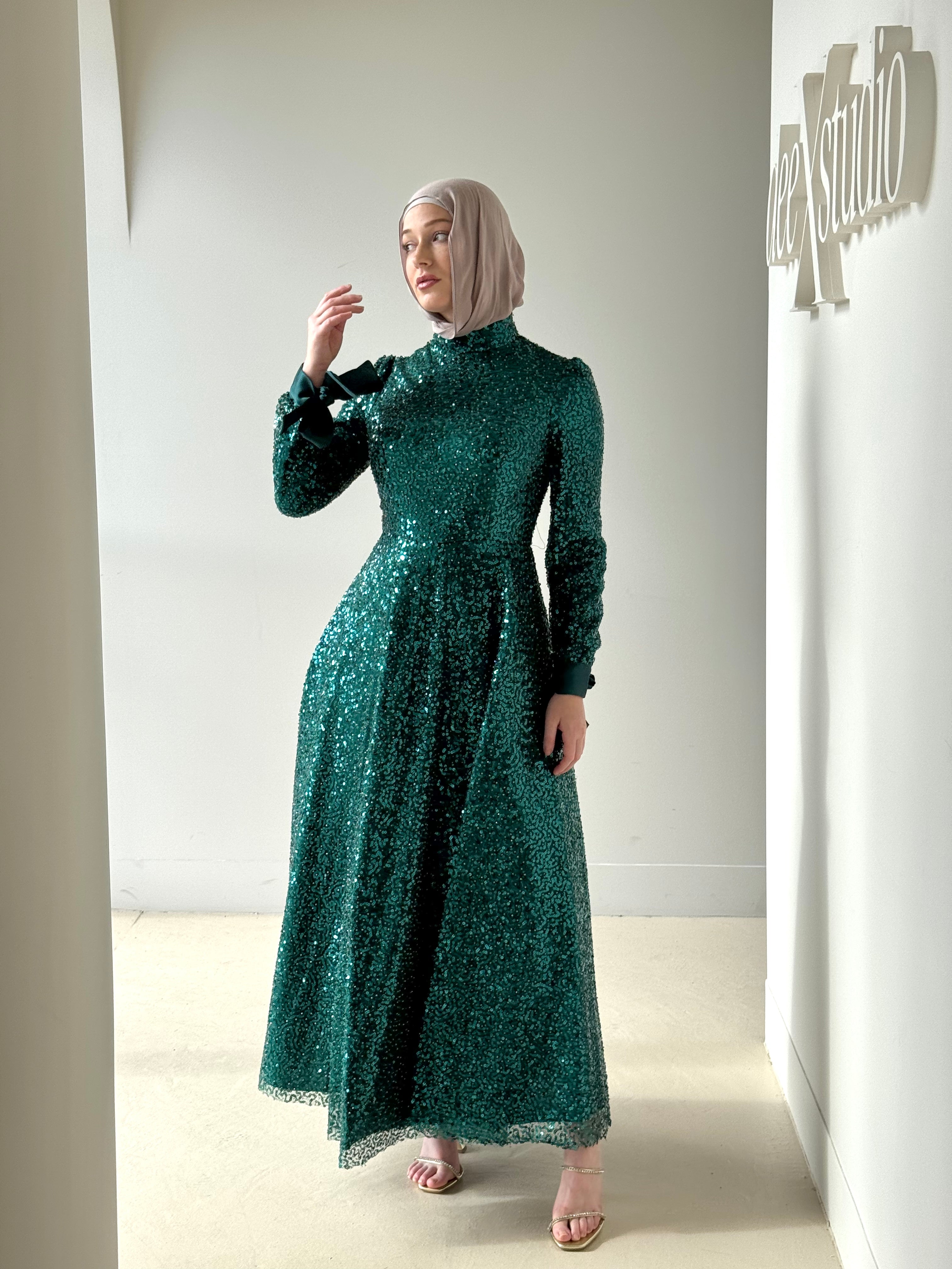 EMERALD SEQUINS BALLGOWN
