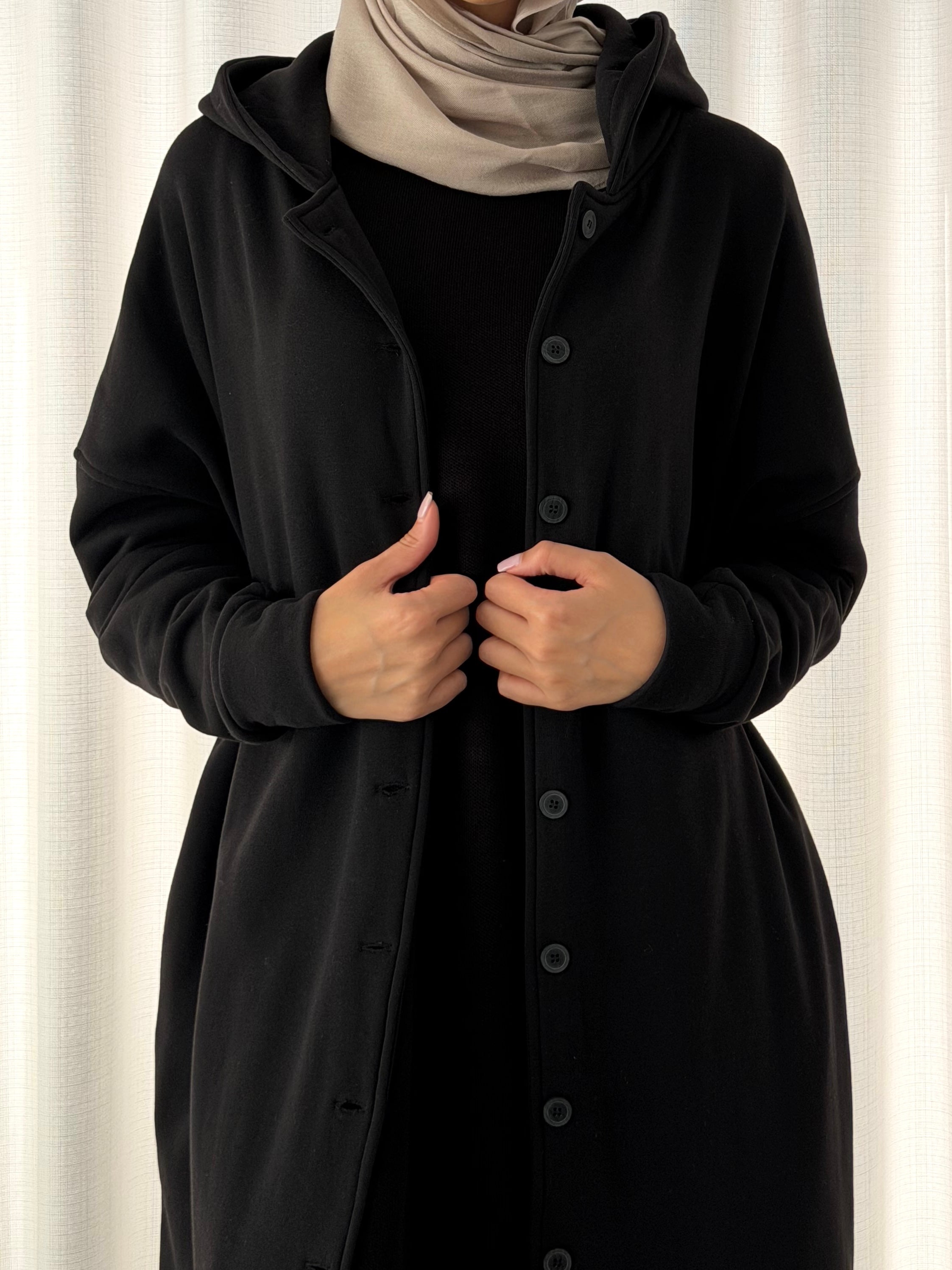 FLOOR LENGTH HOODED JACKET