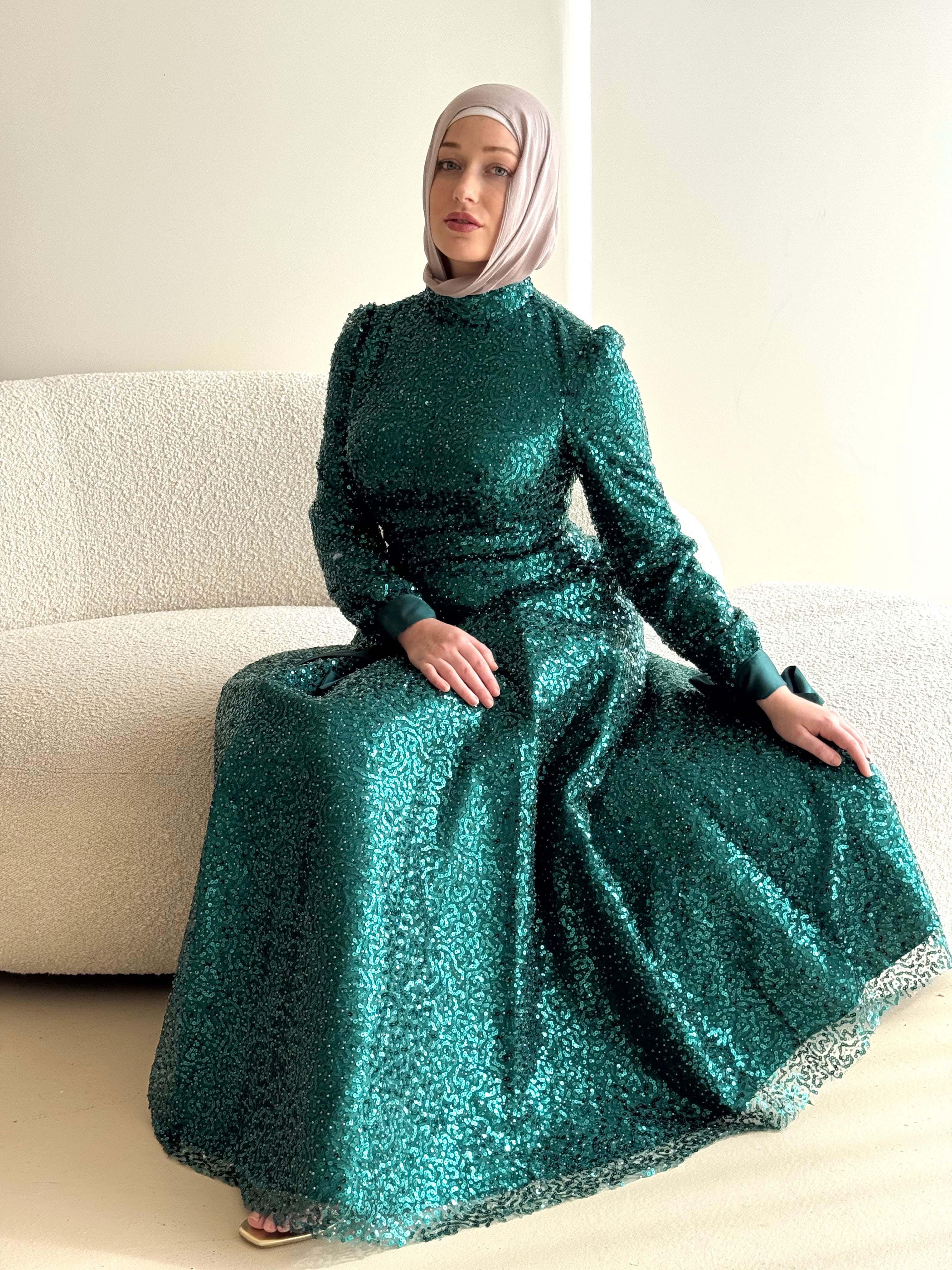EMERALD SEQUINS BALLGOWN