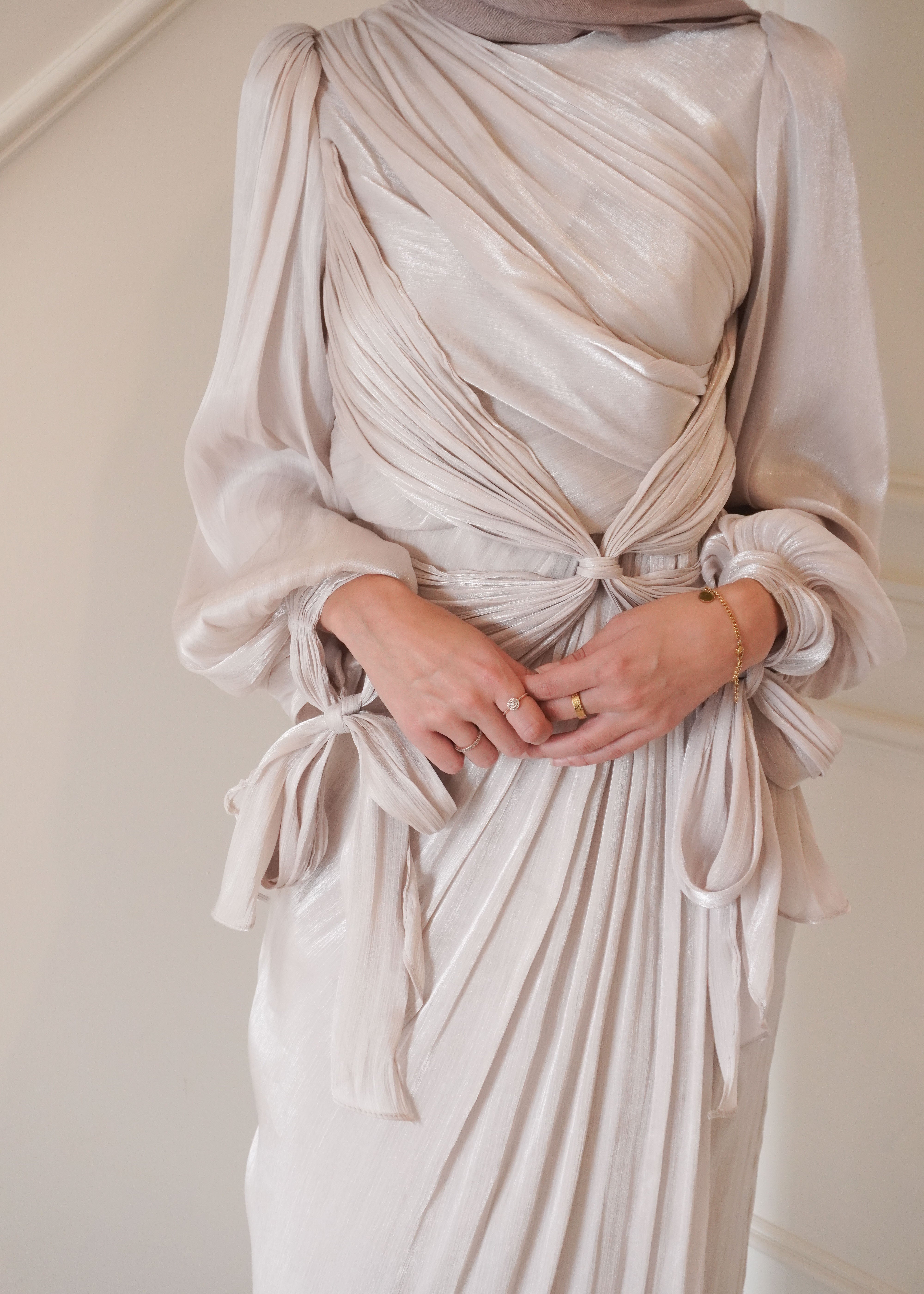 MARIAM SHIMMER DRESS- STONE