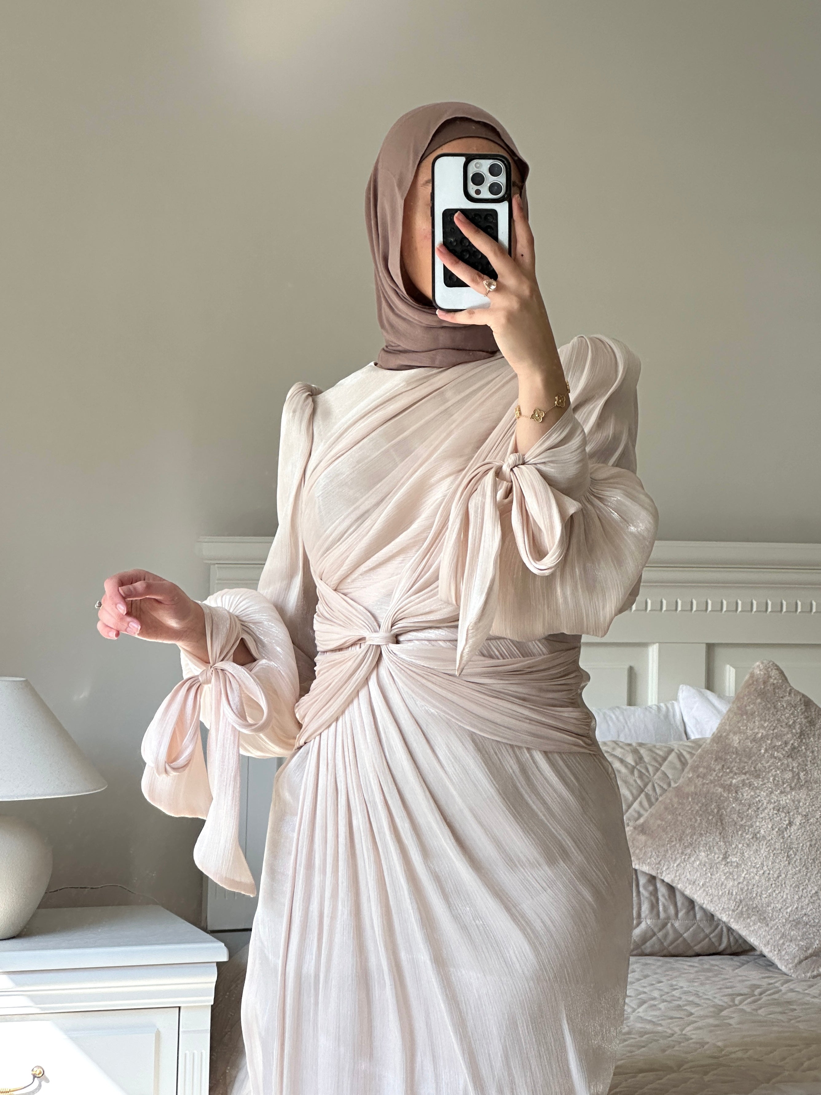 MARIAM SHIMMER DRESS- CREAM