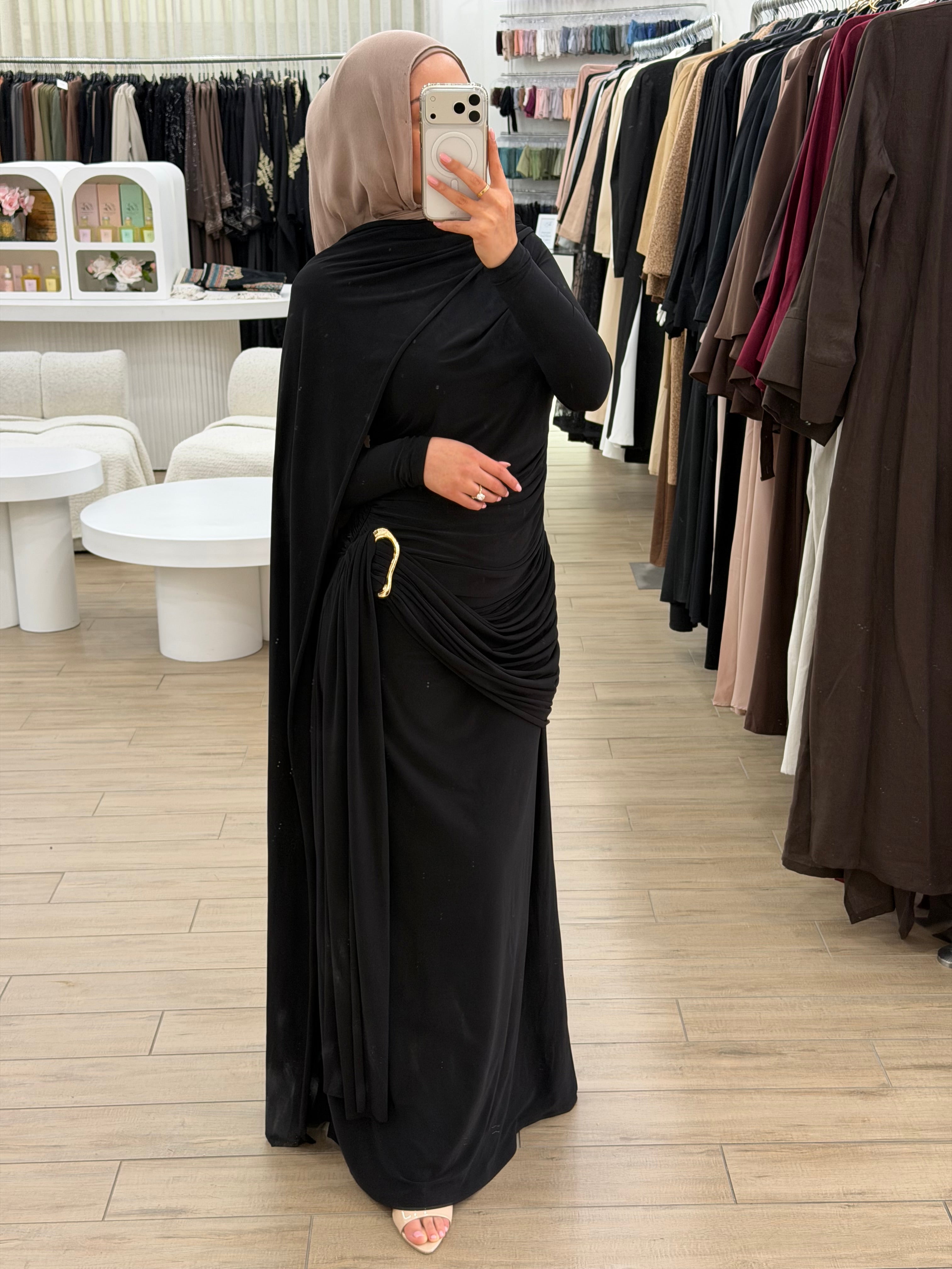 LUXE DRAPE FORMAL DRESS- BLACK