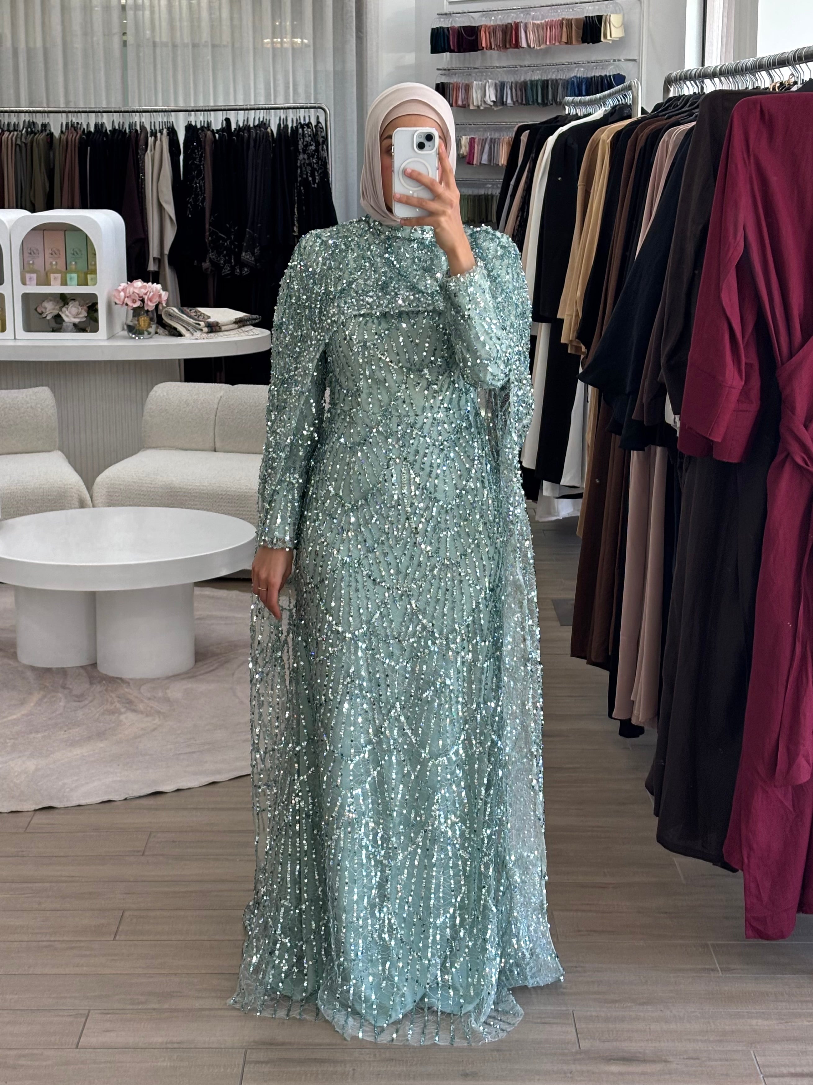 NAYLA SEQUINS FORMAL DRESS- MINT