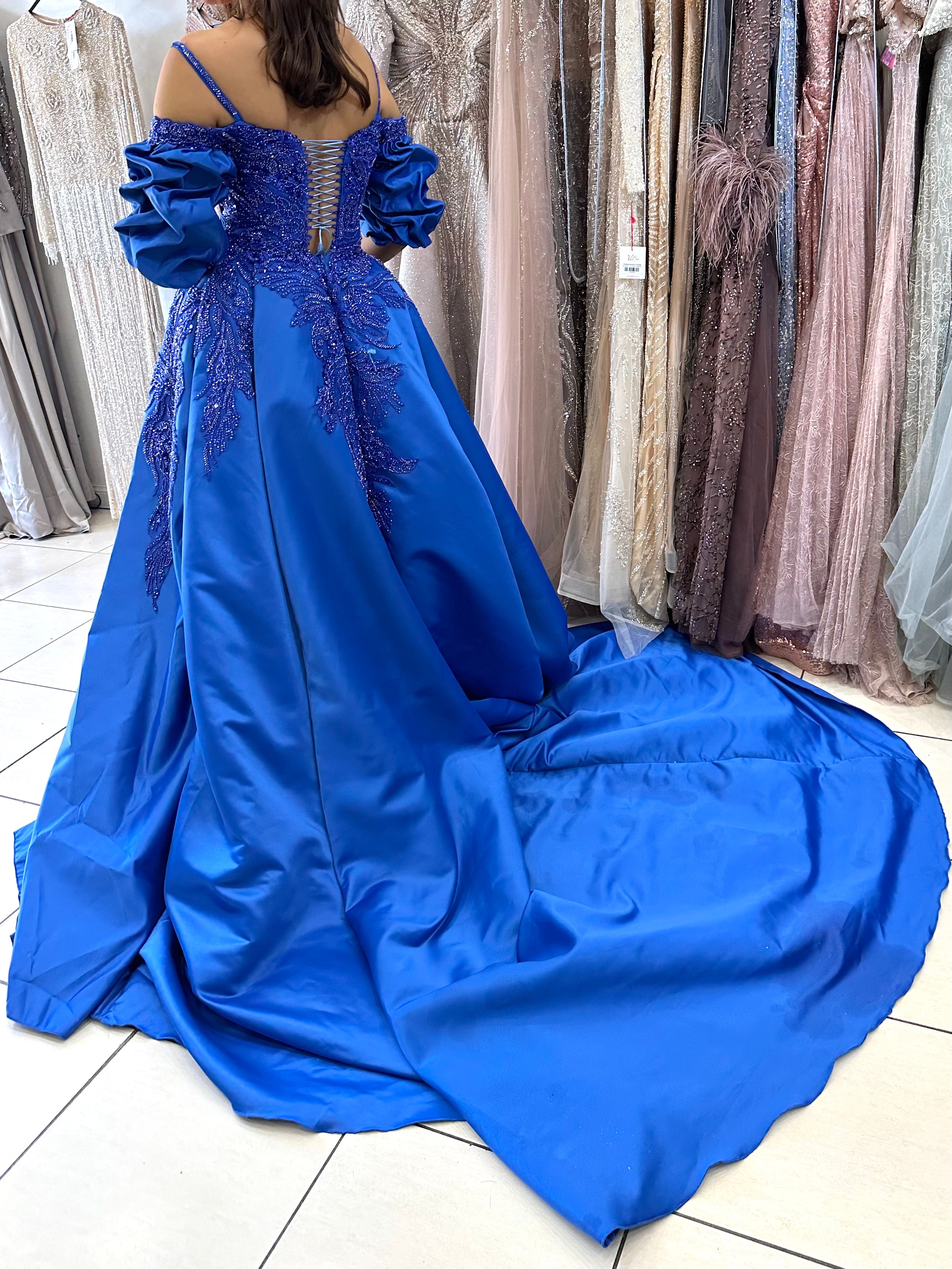 BLUE HIRE BALLGOWN