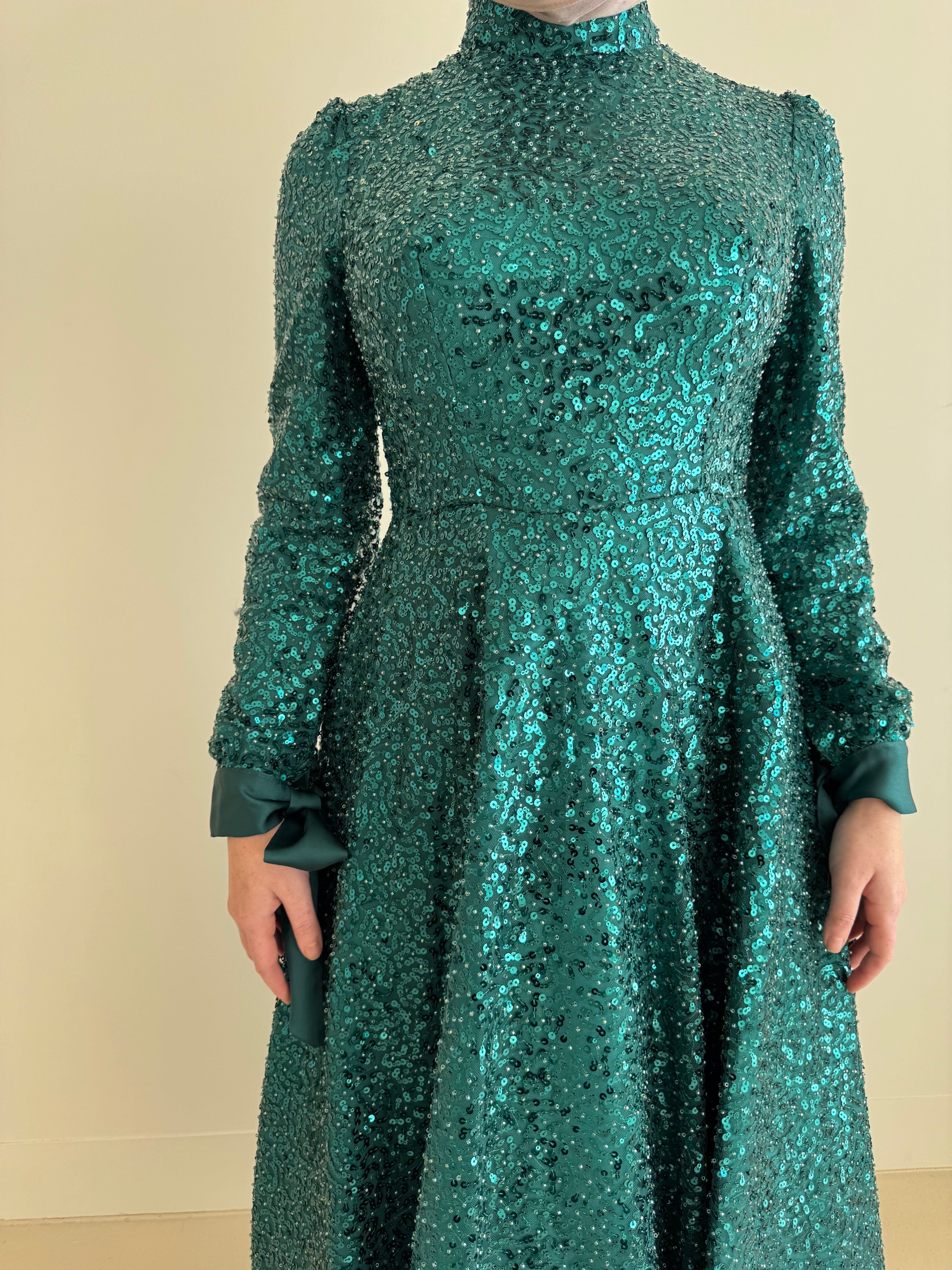 EMERALD SEQUINS BALLGOWN