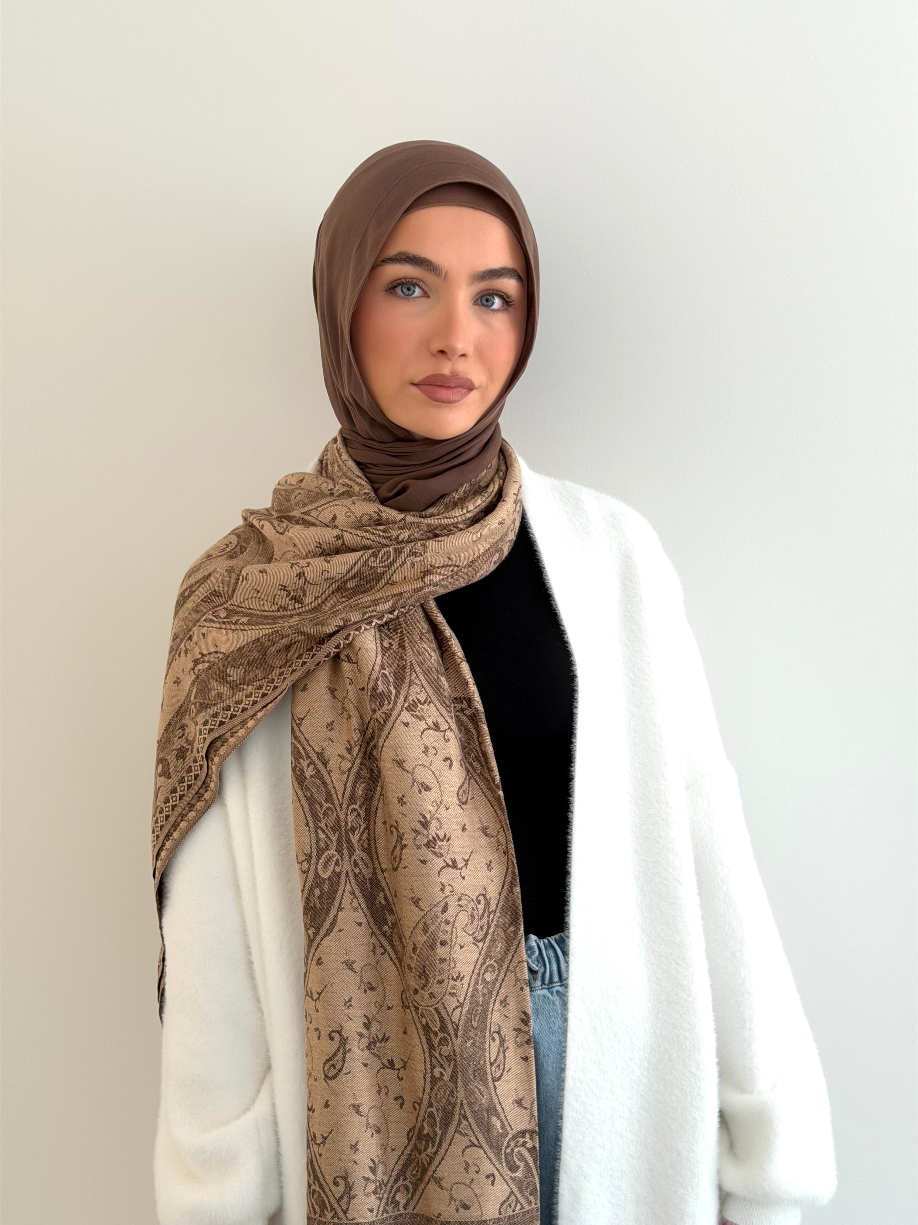 CRAFTED PASHMINA- CHESTNUT