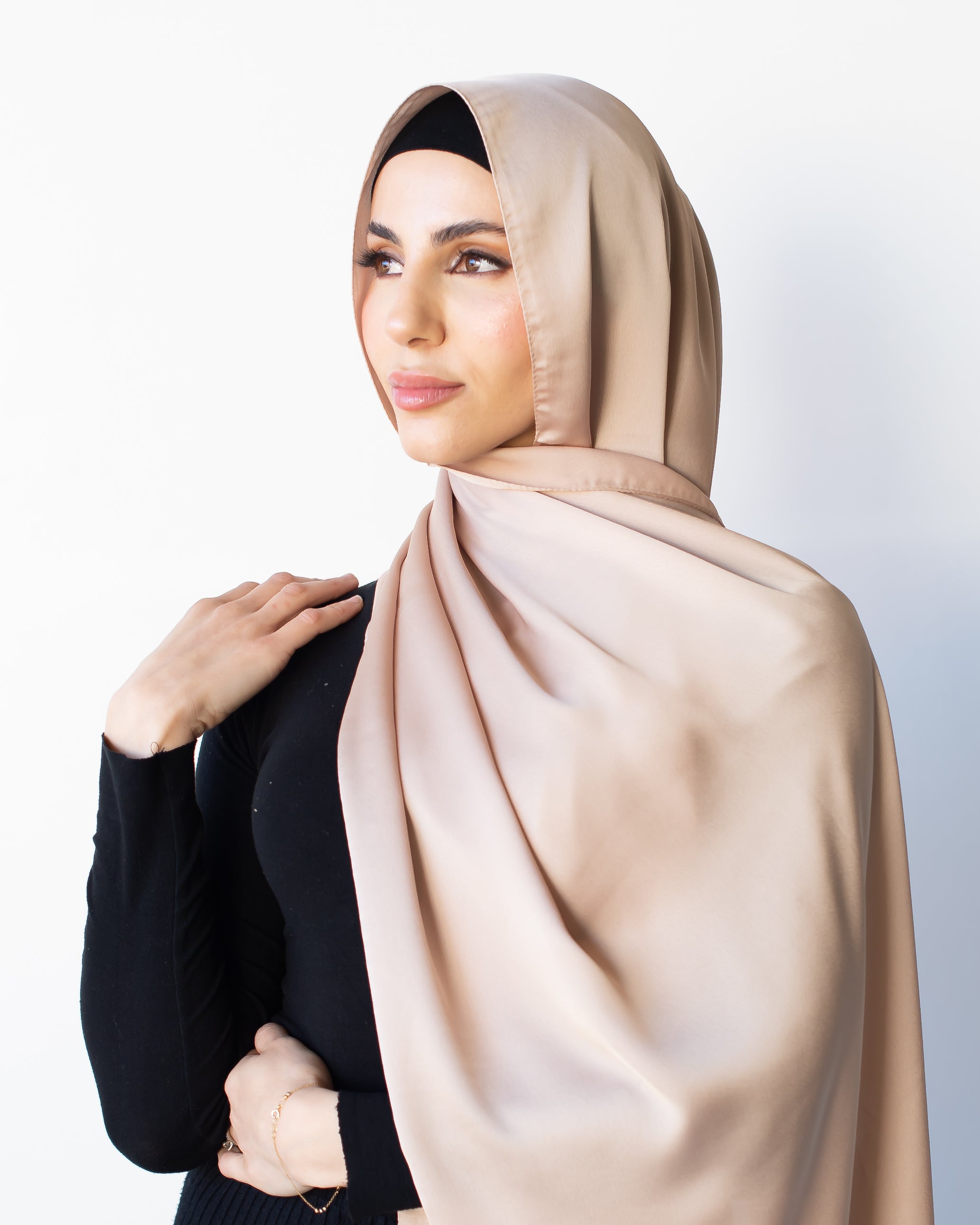 Premium Silk Look scarf by Veil Of Faith 2m x 70cm soft drape satin finish polyester hijab made in Turkey