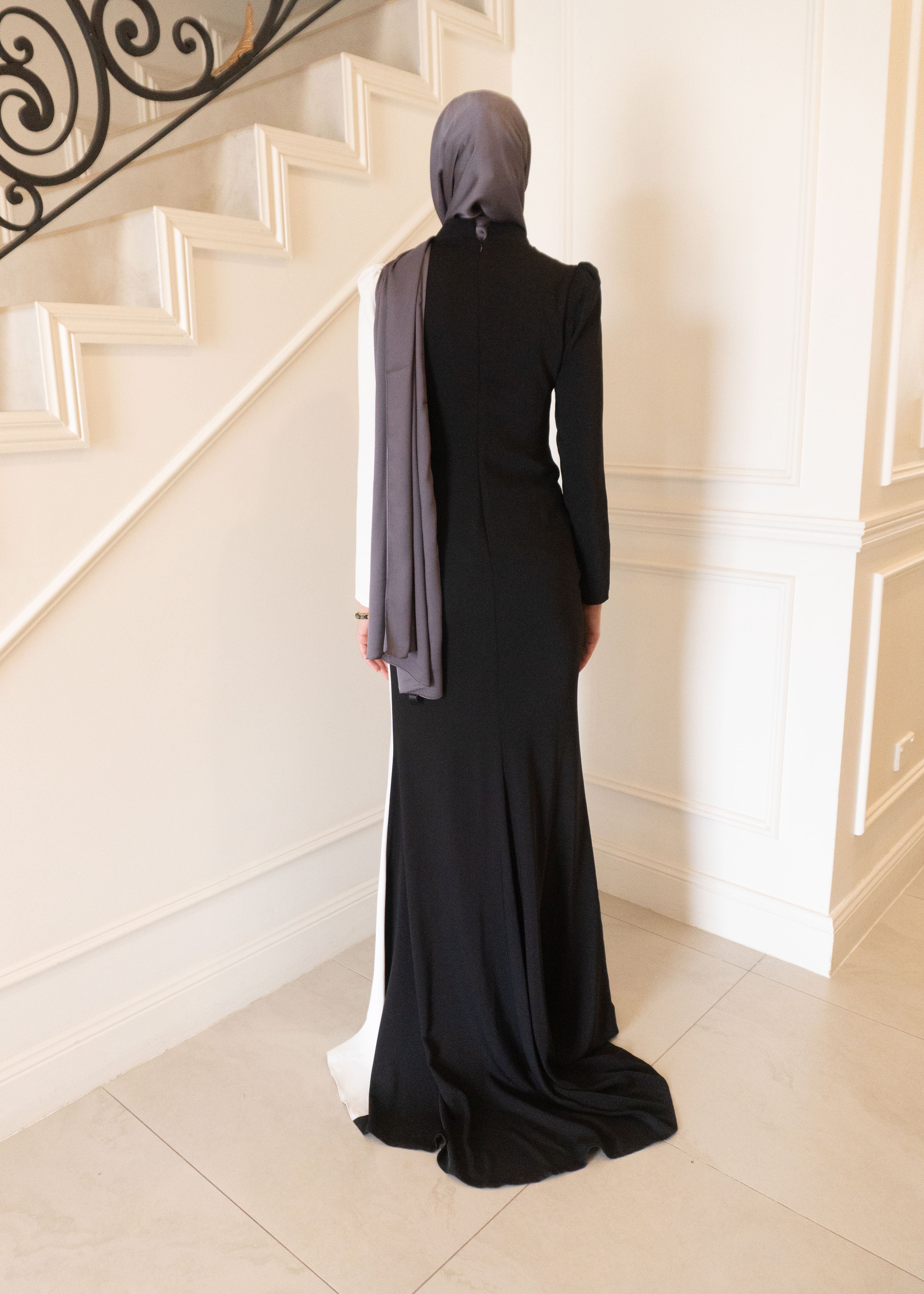 ZARIA FORMAL DRESS- BLACK/WHITE