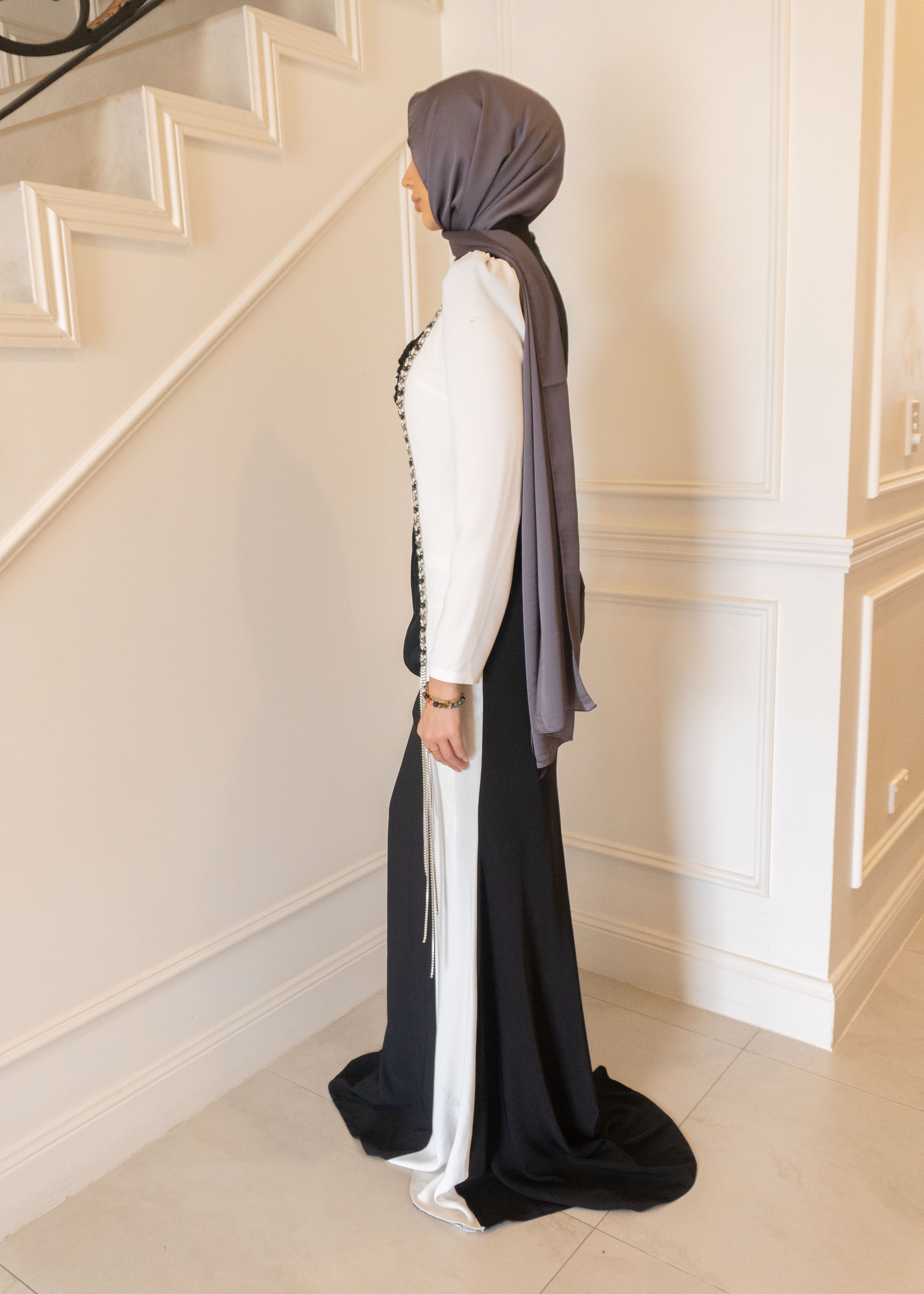 ZARIA FORMAL DRESS- BLACK/WHITE